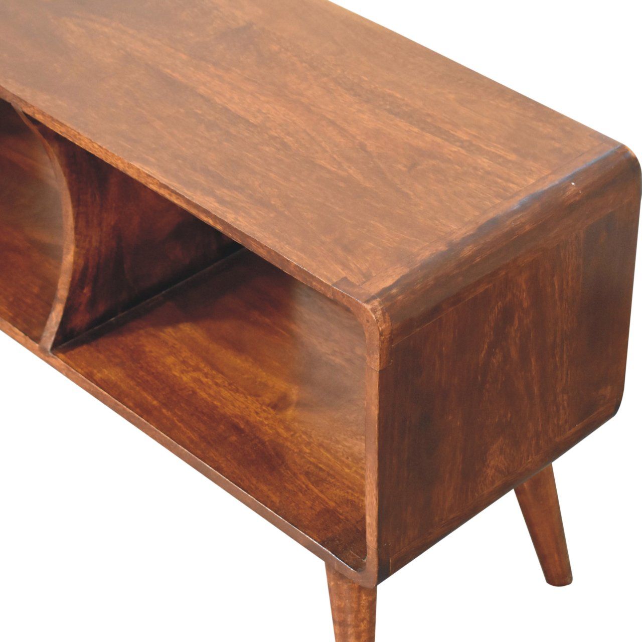 Curved Double Slot Media Unit - Dark Brown - Best Buy Furniture