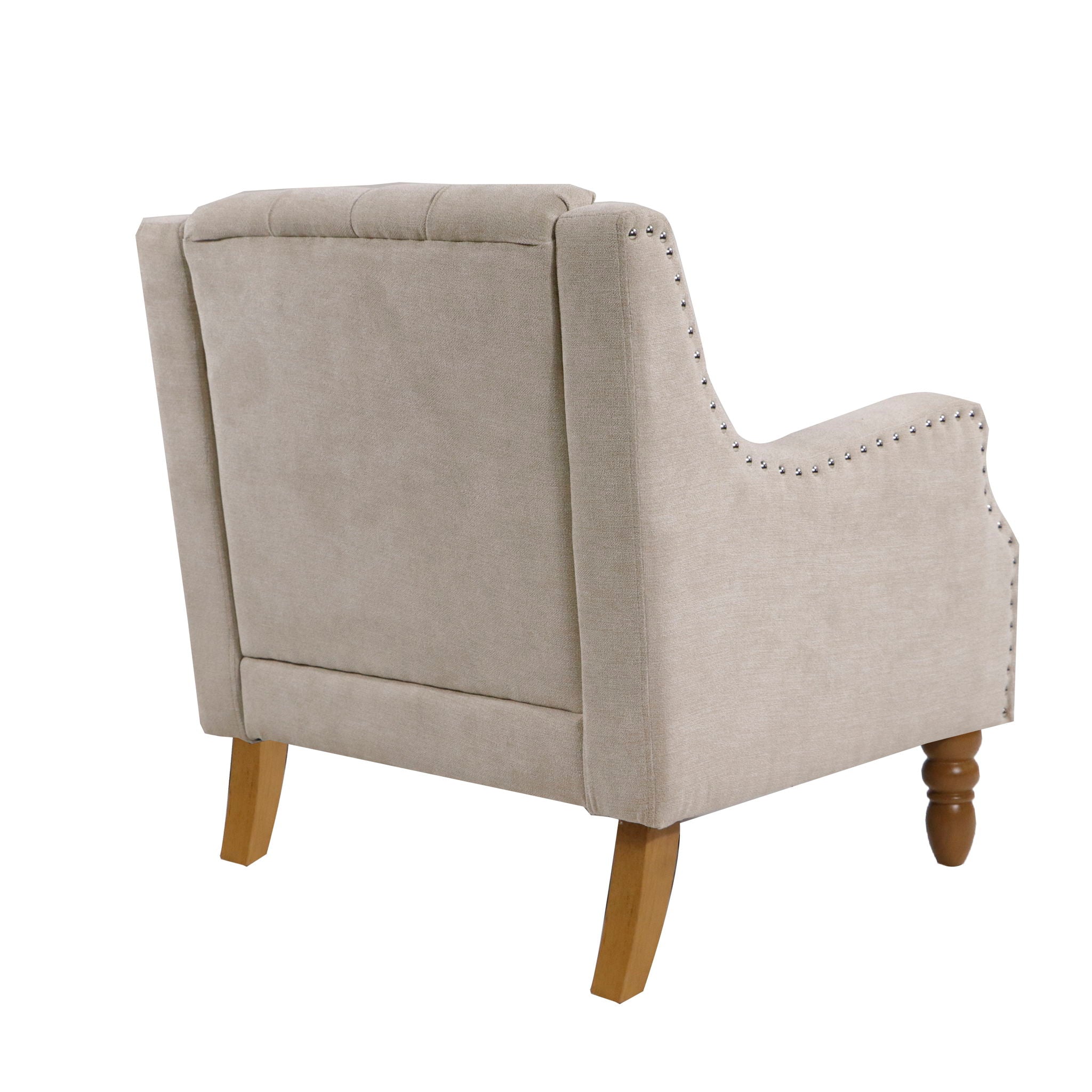 Accent Chair, Living Room Chair, Footrest Chair Set With Vintage Brass Studs, Button Tufted Upholstered Armchair For Living Room, Comfy Reading Chair For Bedroom, Reception Room - Best Buy Furniture