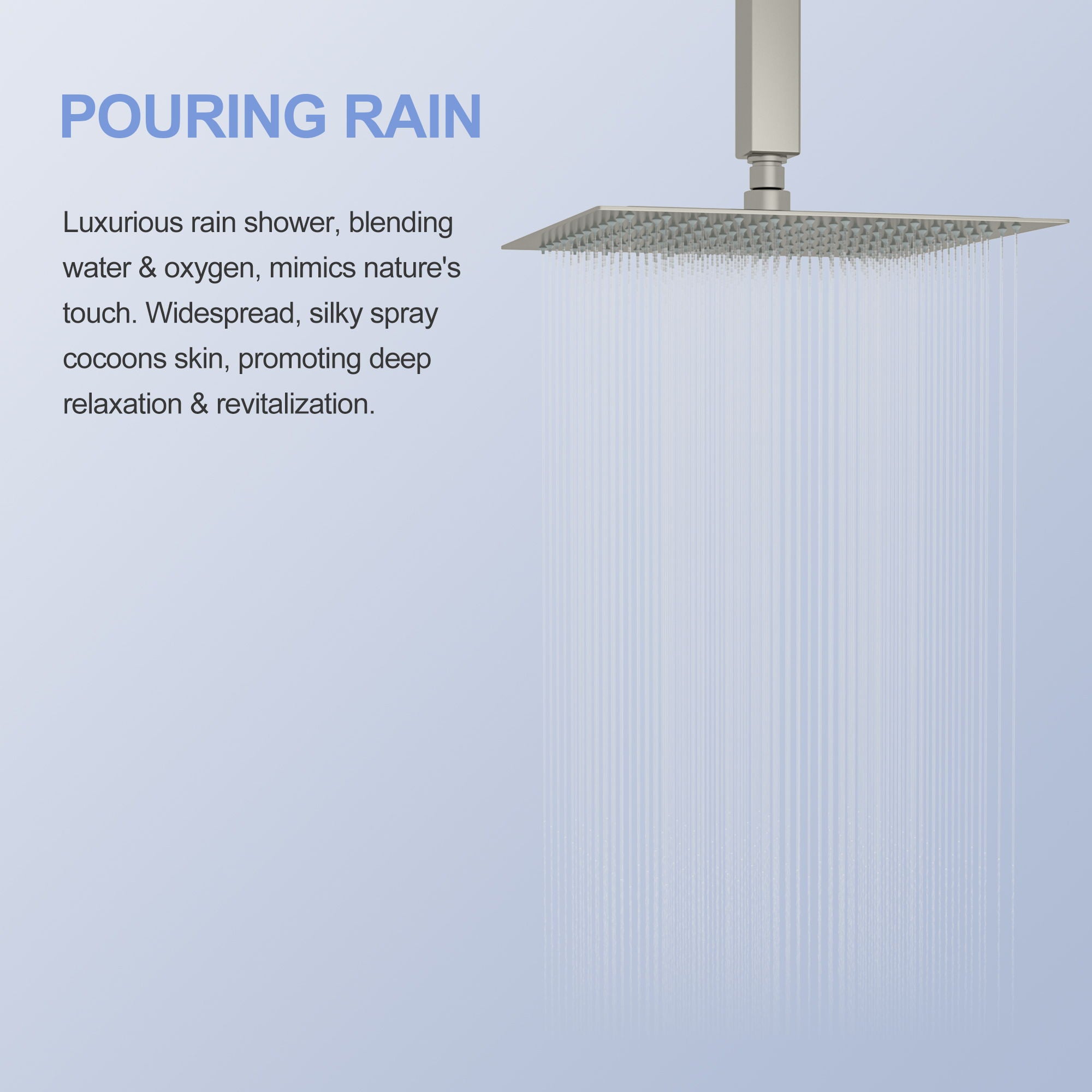Modern 10" Square Rainfall Shower Head & Stainless Steel Wall Or Ceiling Mount Luxury Spa Shower Panel