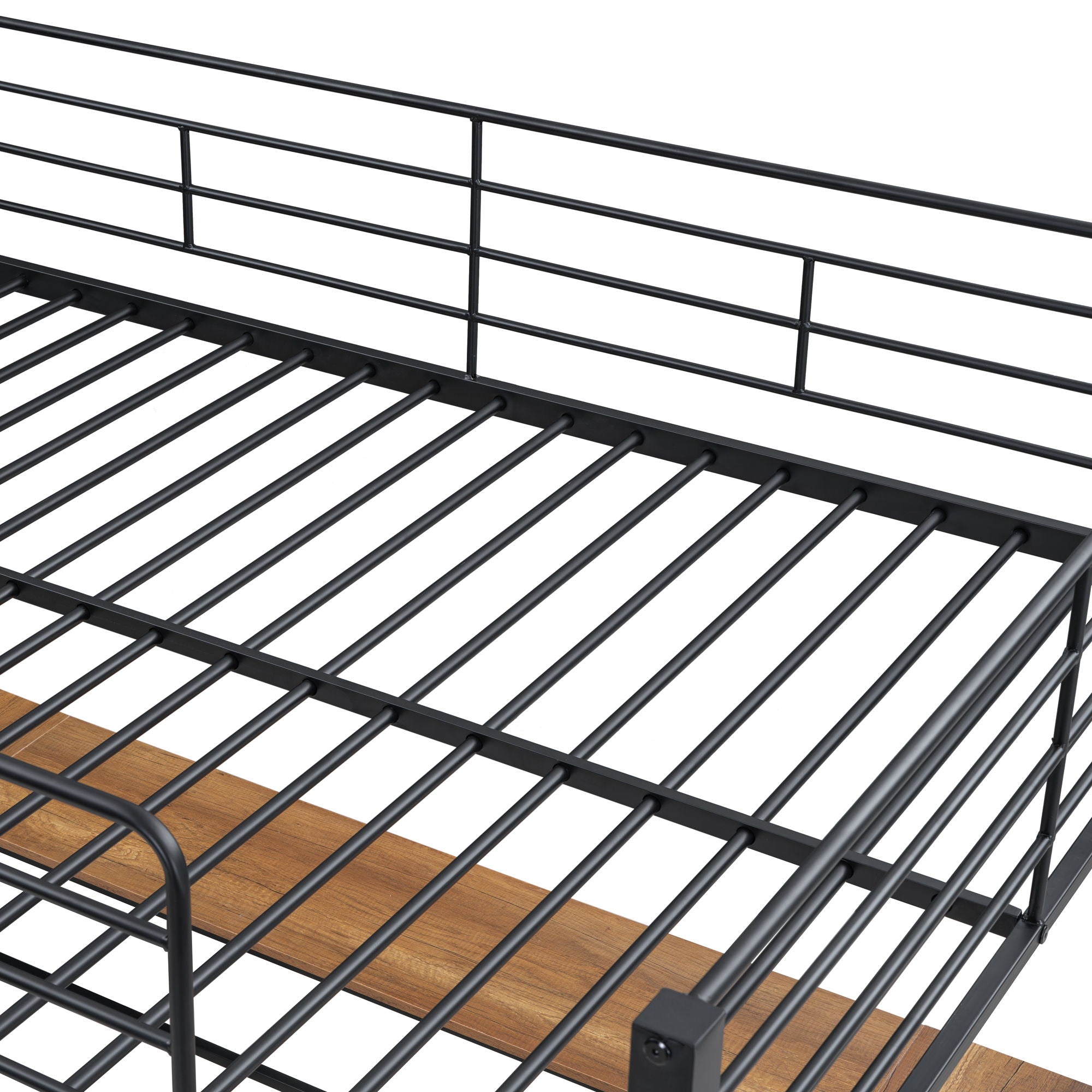 Loft Bed & 3 Layers Of Shelves And L-Shaped Desk