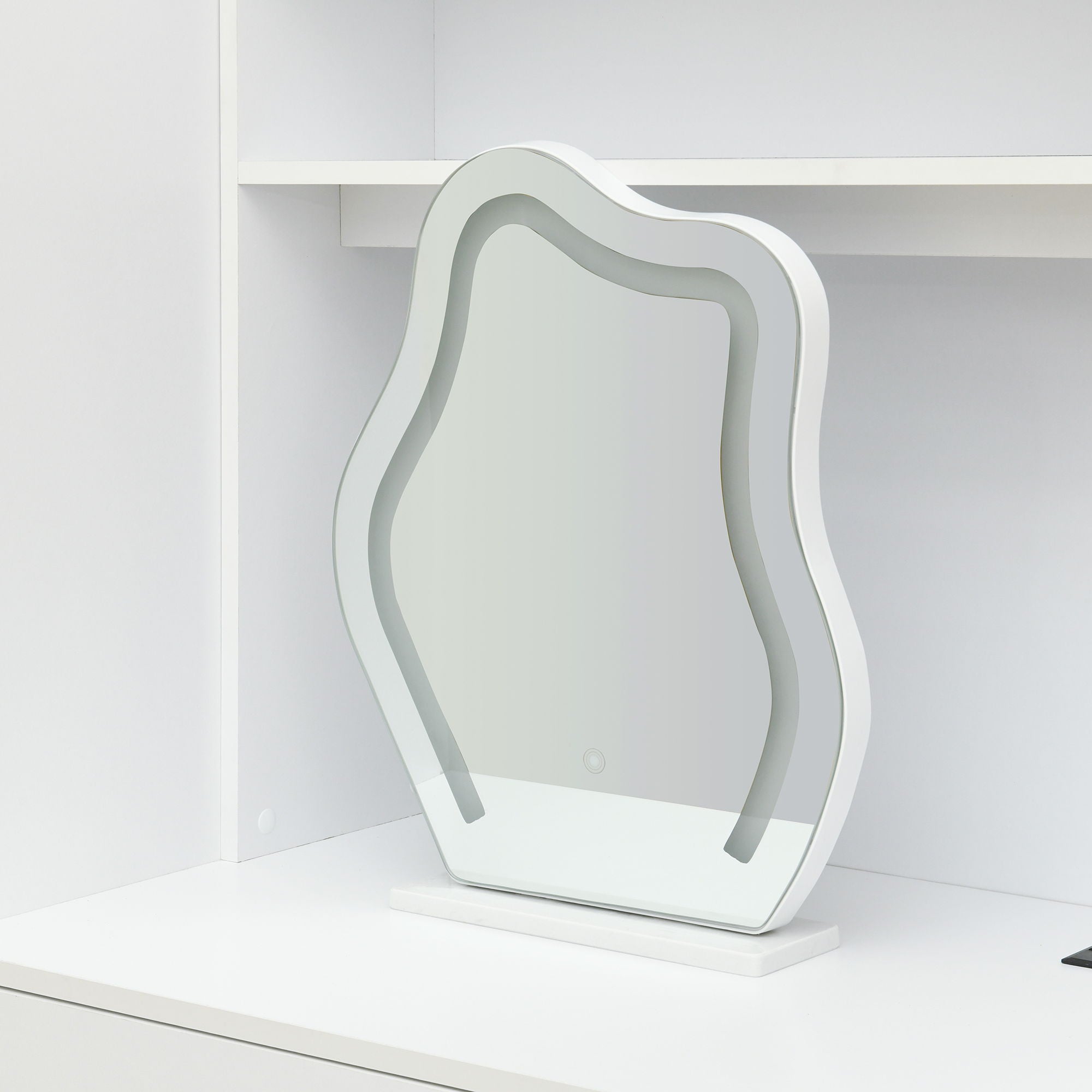 2 Door Storage Vanity Wardrobe For Bedroom With Makeup Mirror And Drawers - White