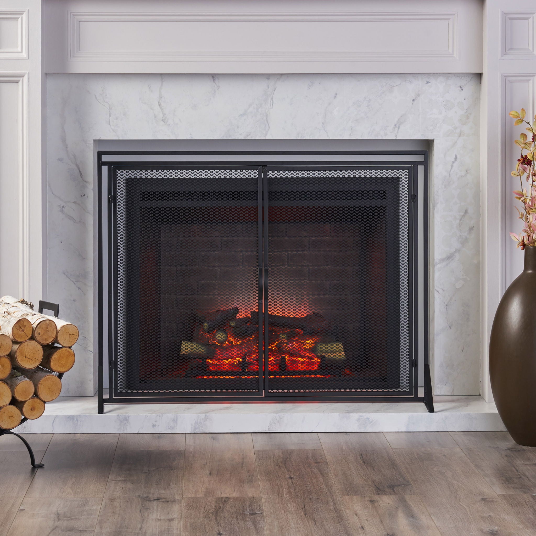 Samantha - Iron Fireplace Screen 2 Door Design