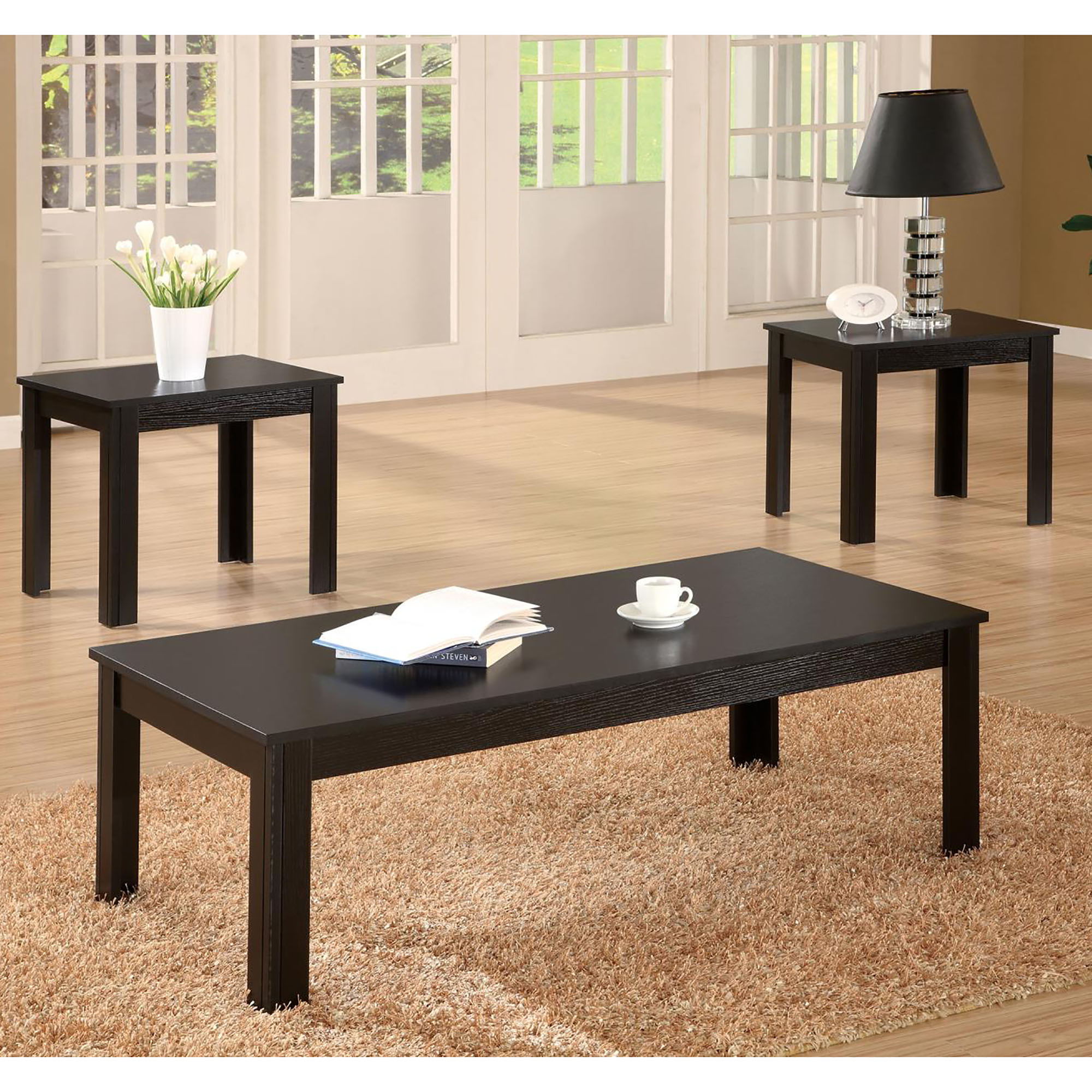 3 Piece Rectangle Occasional Set, Living Room Furniture - Black