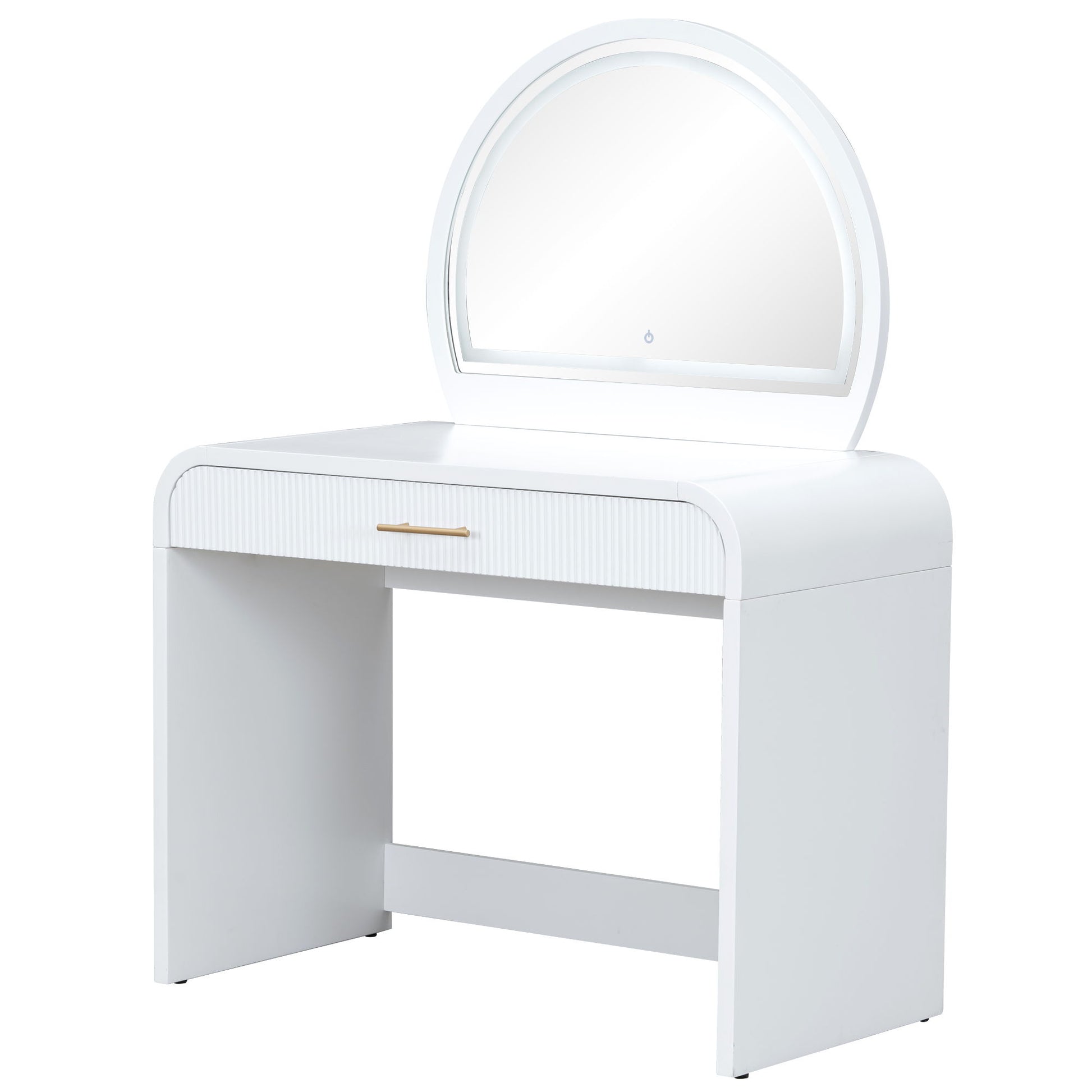 Makeup Vanity Table With Mirror Touch Screen Lighted Mirror, Dressing Table With Drawer For Bedroom - White - Best Buy Furniture