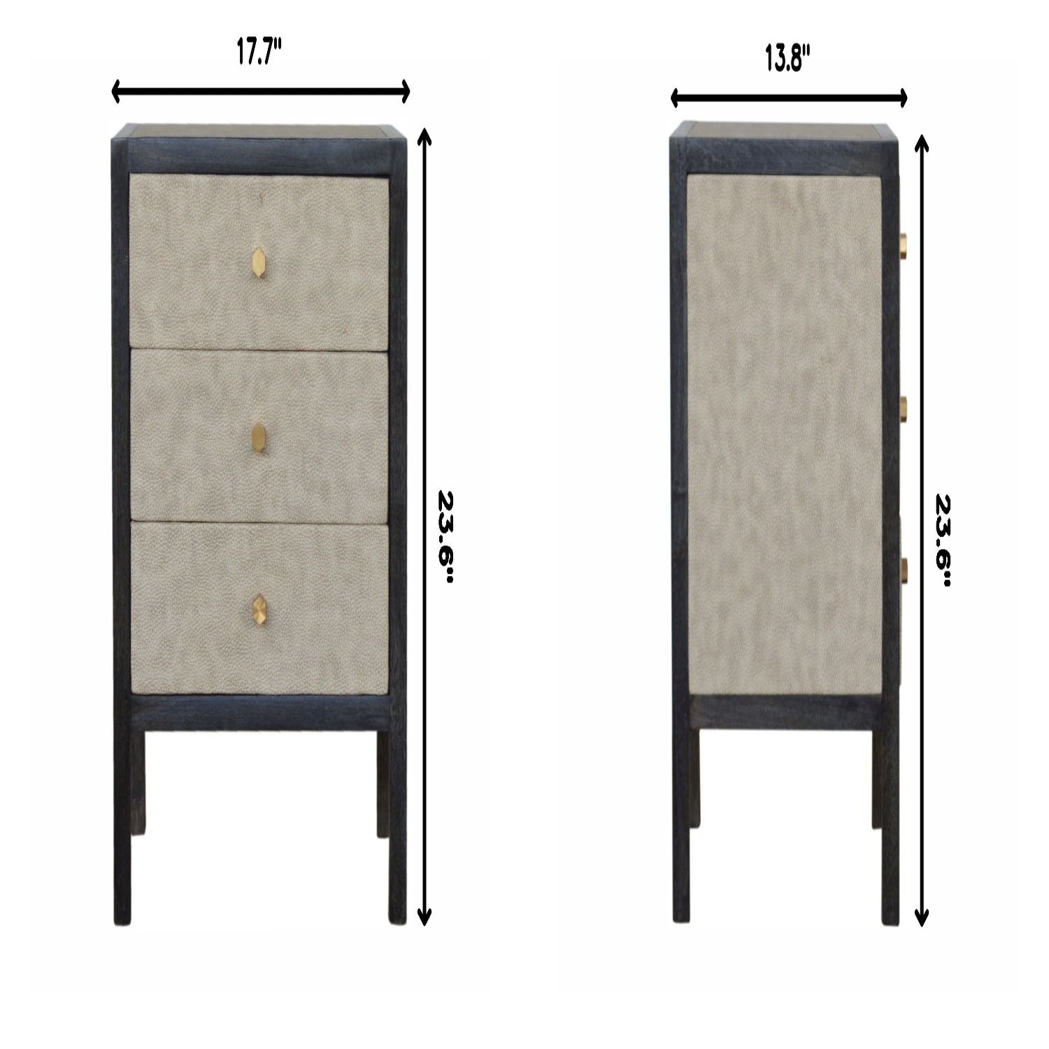 Faux Leather Nightstand, 3 Drawer - Black - Best Buy Furniture