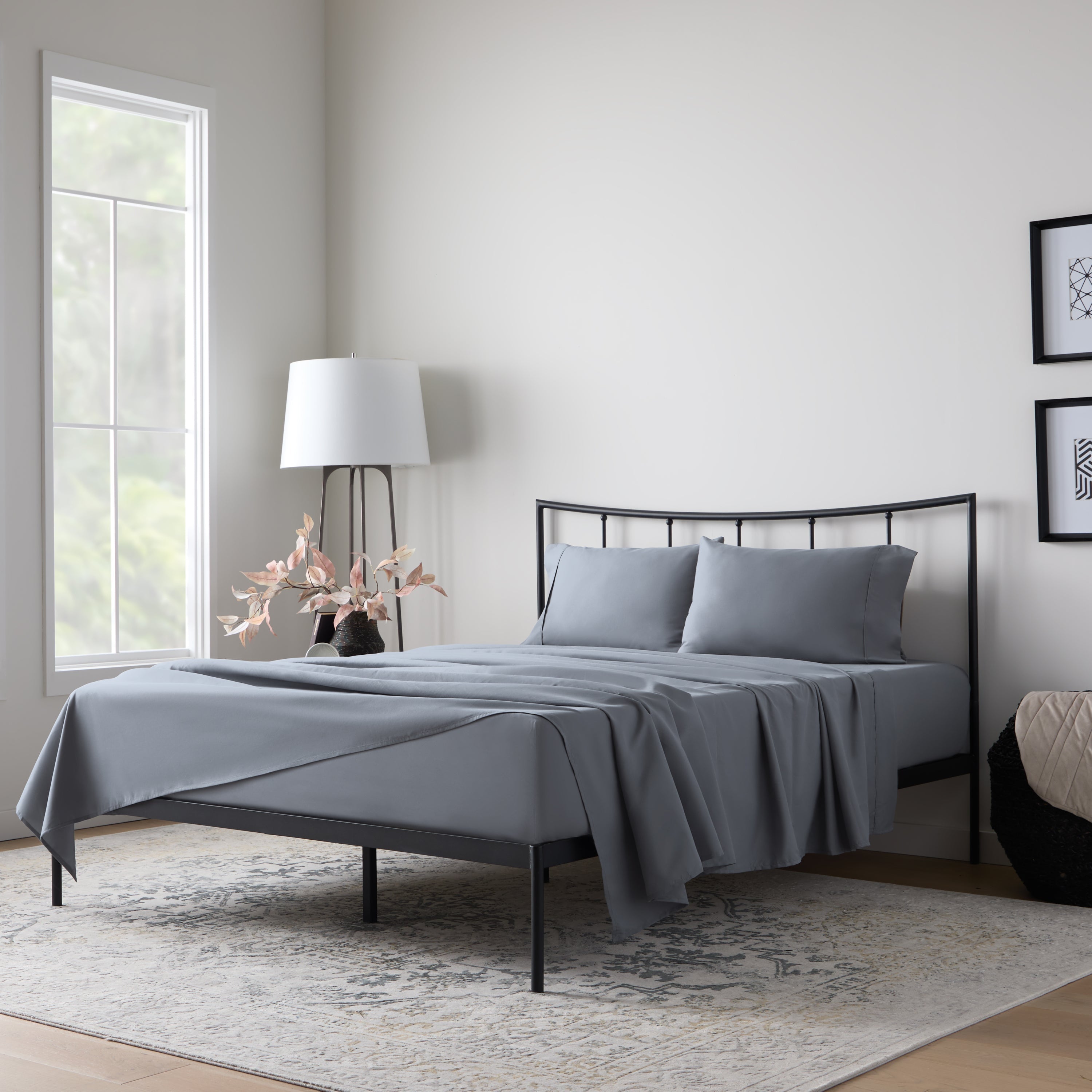 Weekender 90gsm Microfiber Sheet Set Twin Charcoal