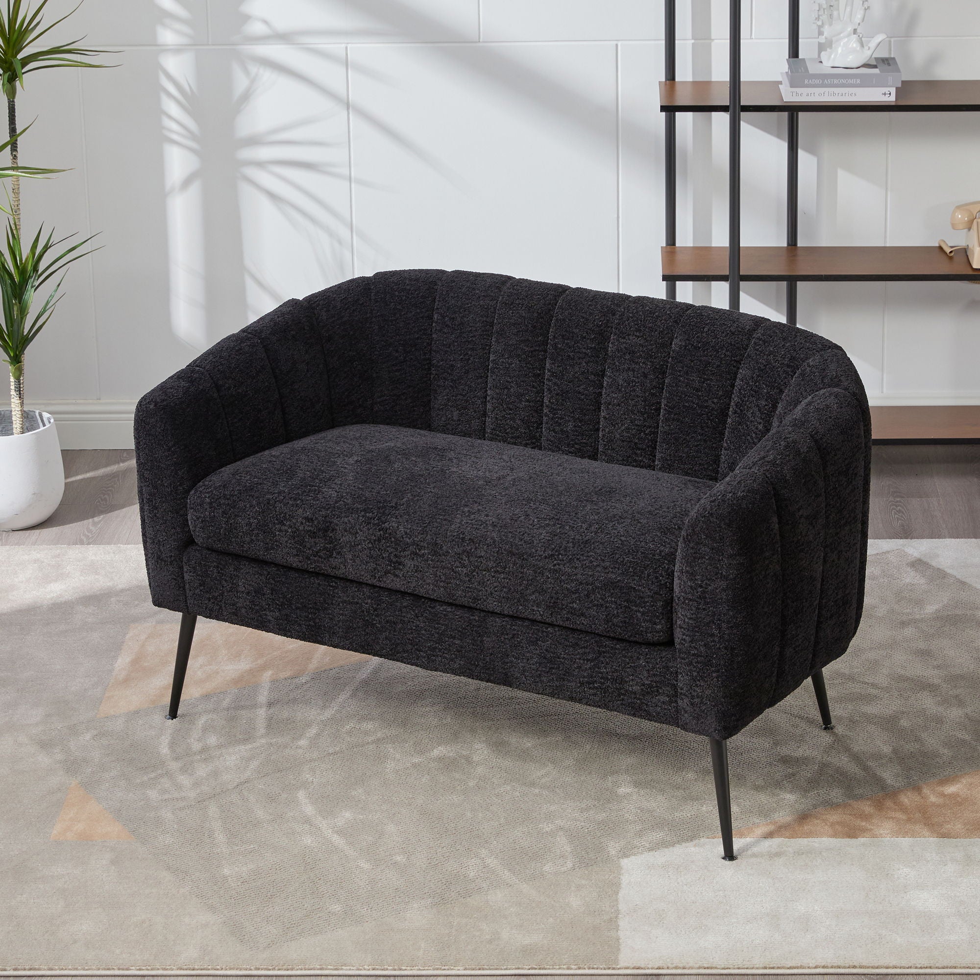 Glam Mini Loveseat, Accent Couch - Black