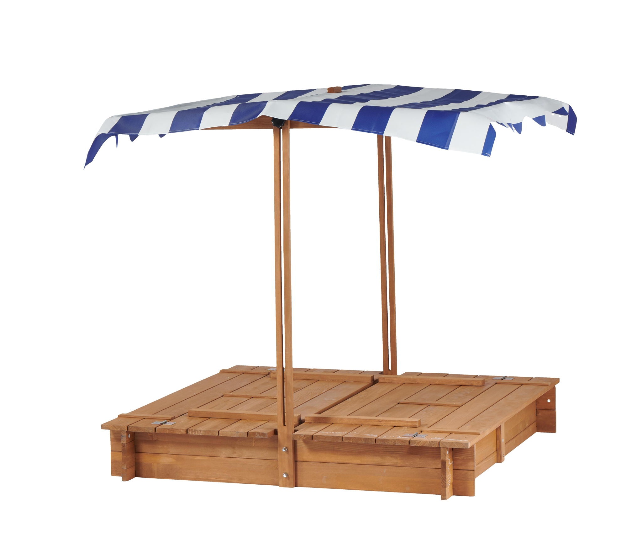 Kids Sandbox With Adjustable Cover, Sand Box With 2 Foldable Bench Seats, Outdoor Sandpit For Backyard Play - Light Brown