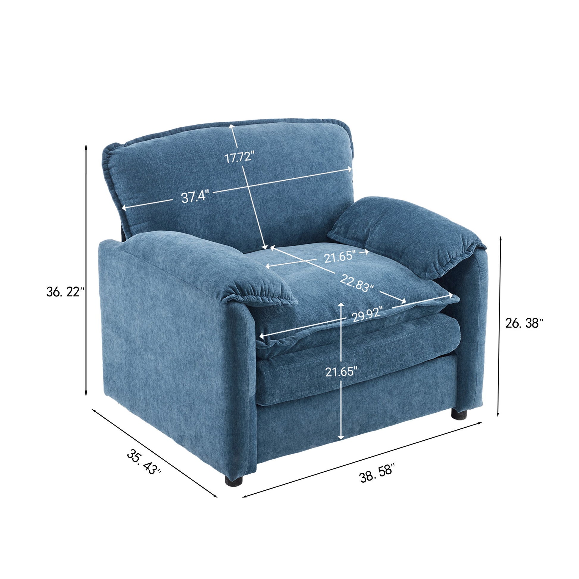 Oversized Reading Armchair With Thick Cushions, High Back Support - Best Buy Furniture