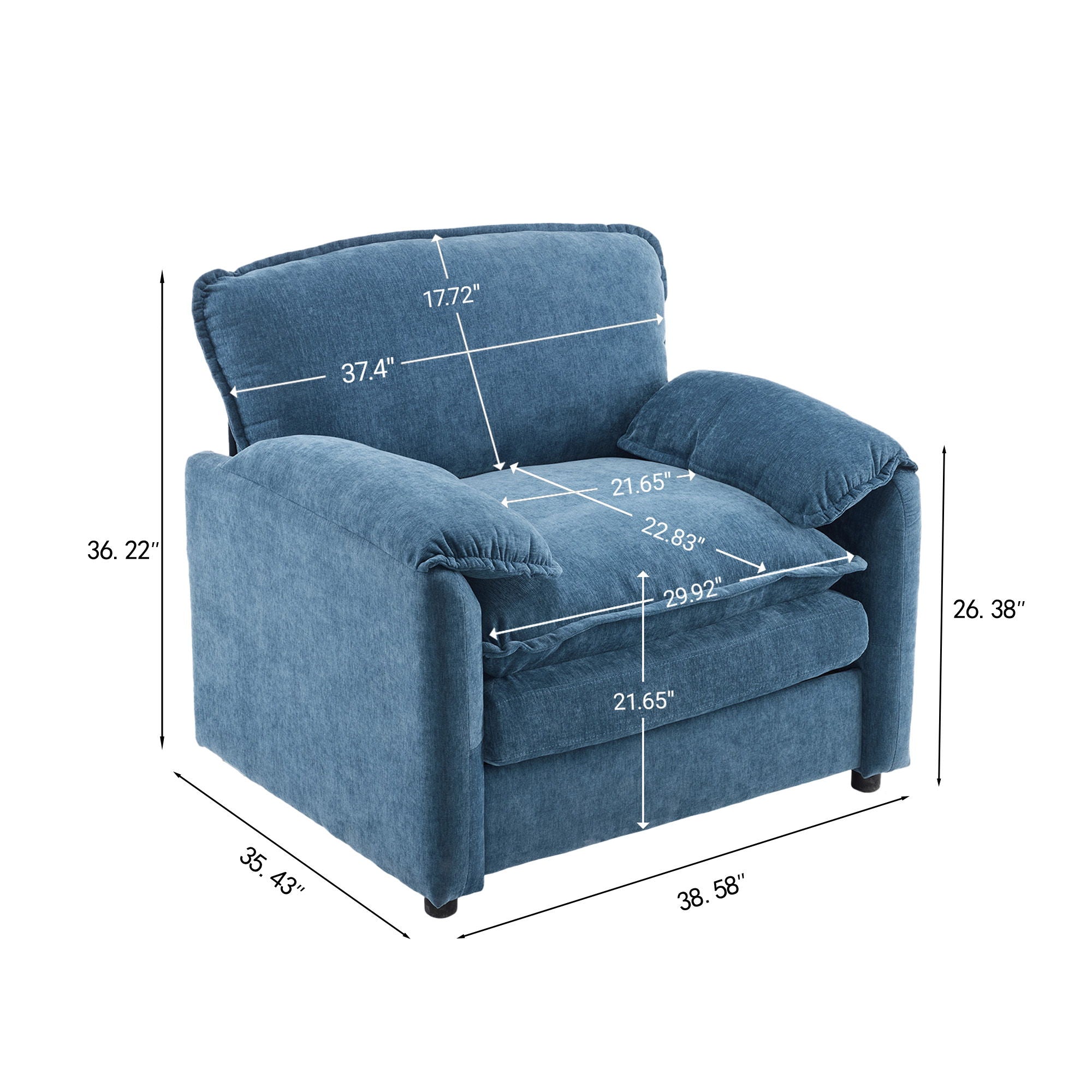 Oversized Reading Armchair With Thick Cushions, High Back Support - Best Buy Furniture