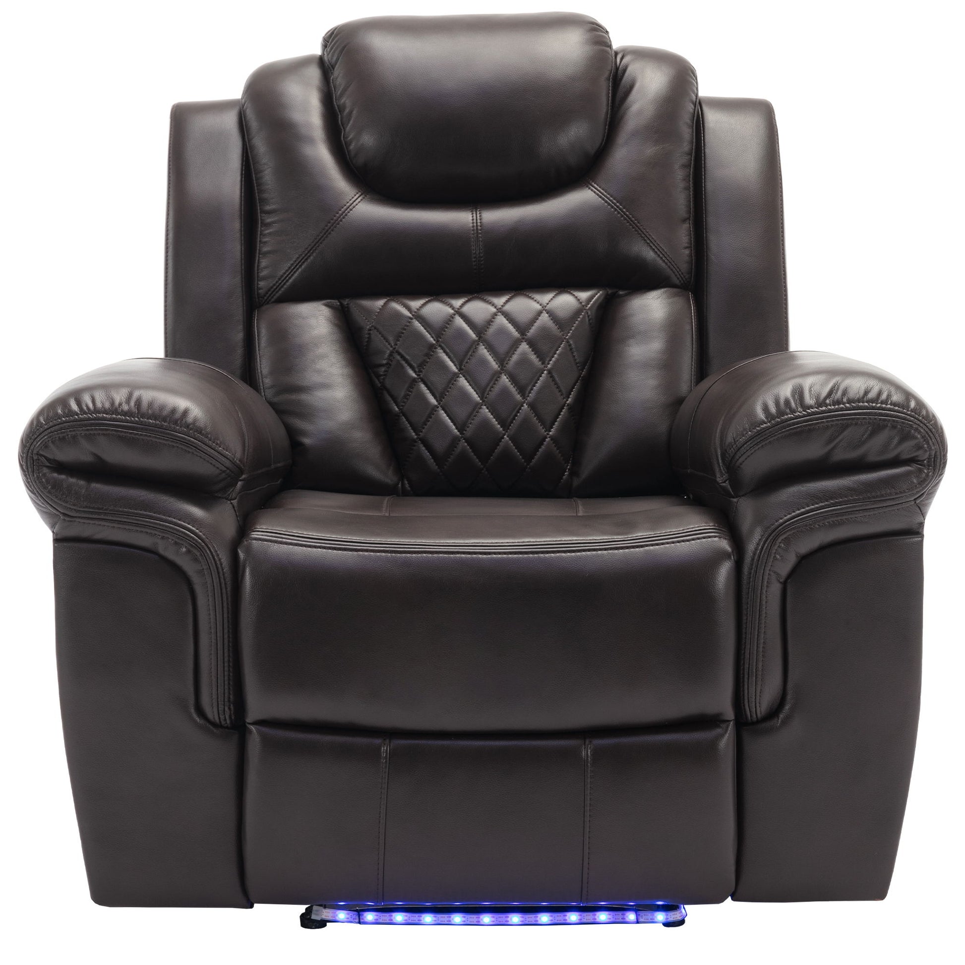 3 Pieces Recliner Sofa Sets Home Theater Seating Manual Recliner Chair With Center Console And LED Light Strip For Living Room - Best Buy Furniture