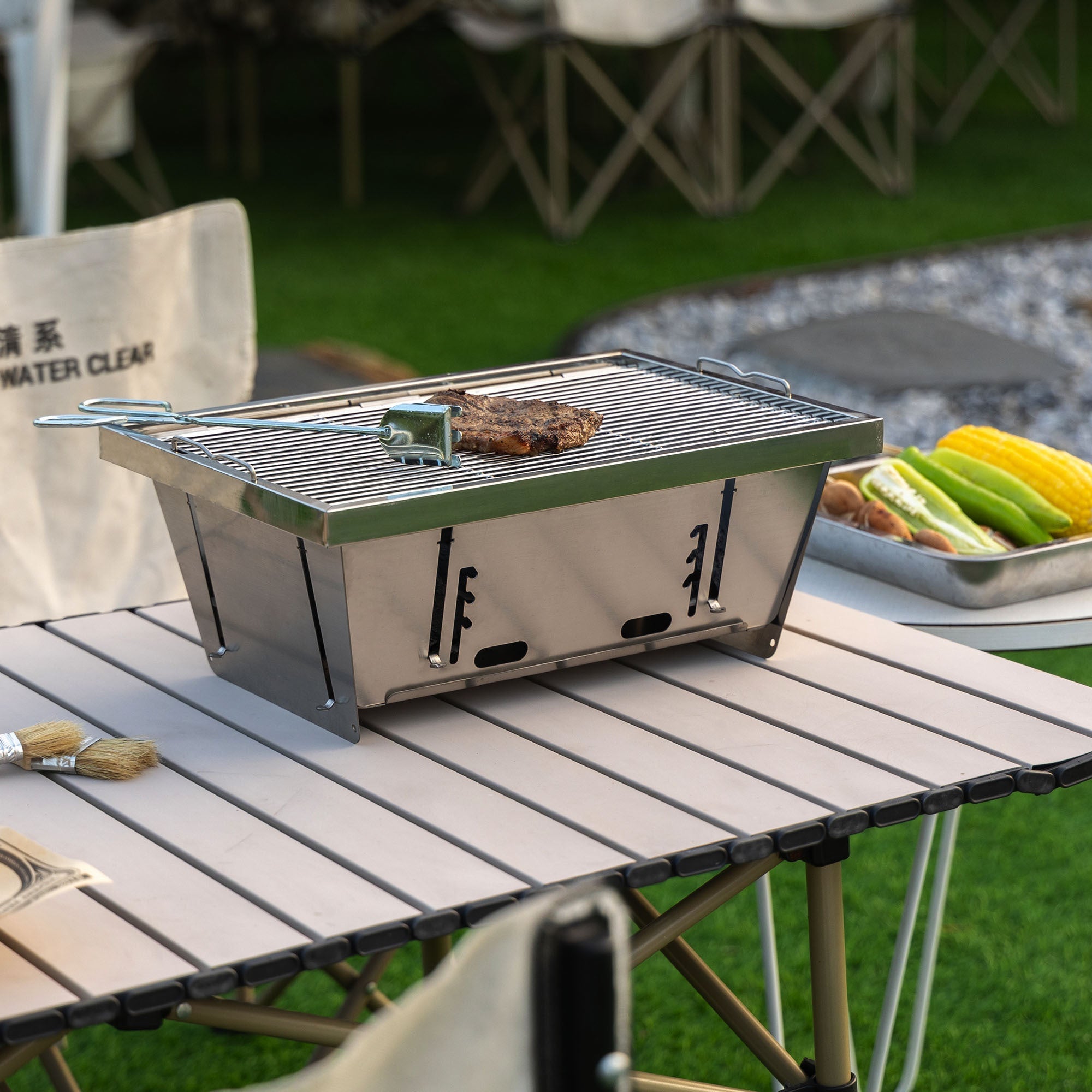 Folded Portable BBQ Outdoor Charcoal Barbecue Set
