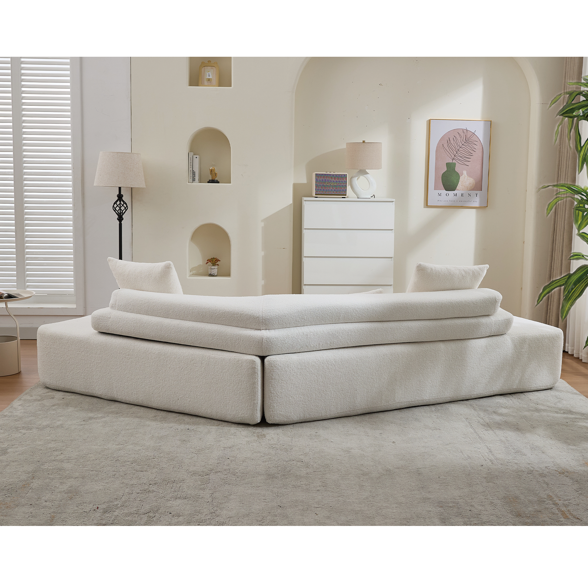 128' Minimalist Cloud Sectional Couch in Beige