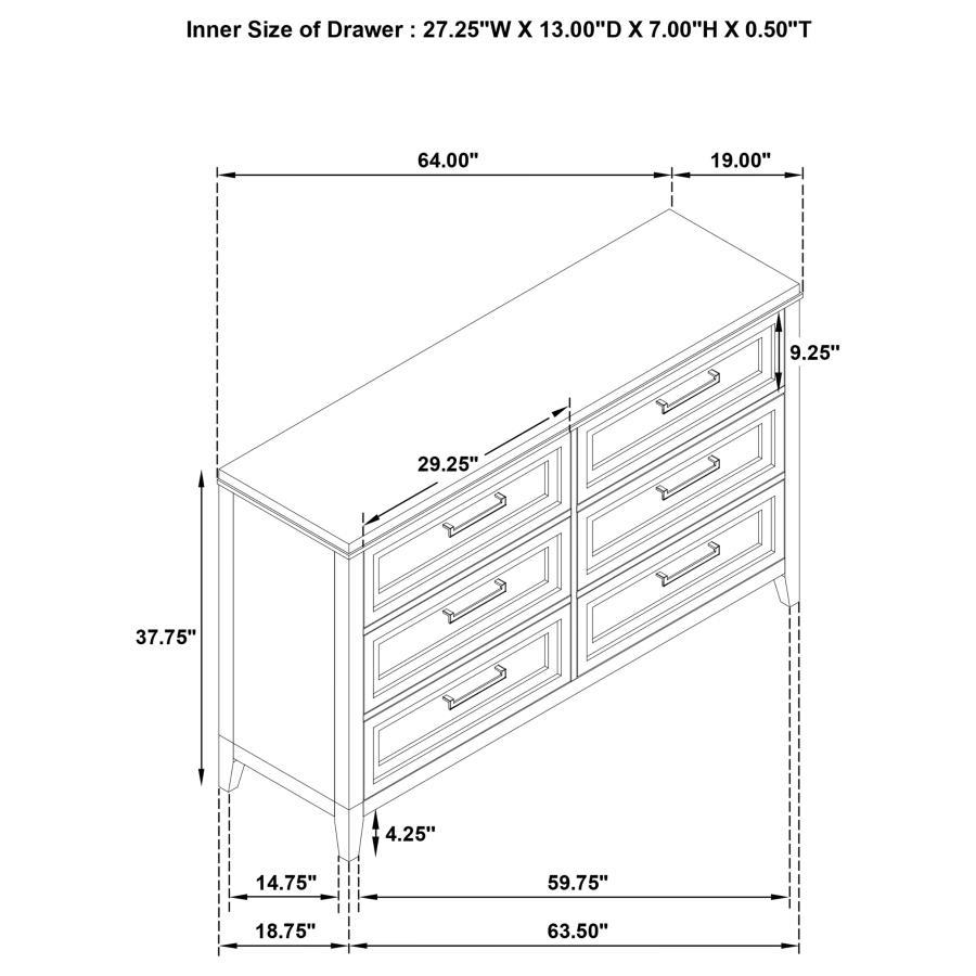 Marielle - 6-Drawer Bedroom Dresser