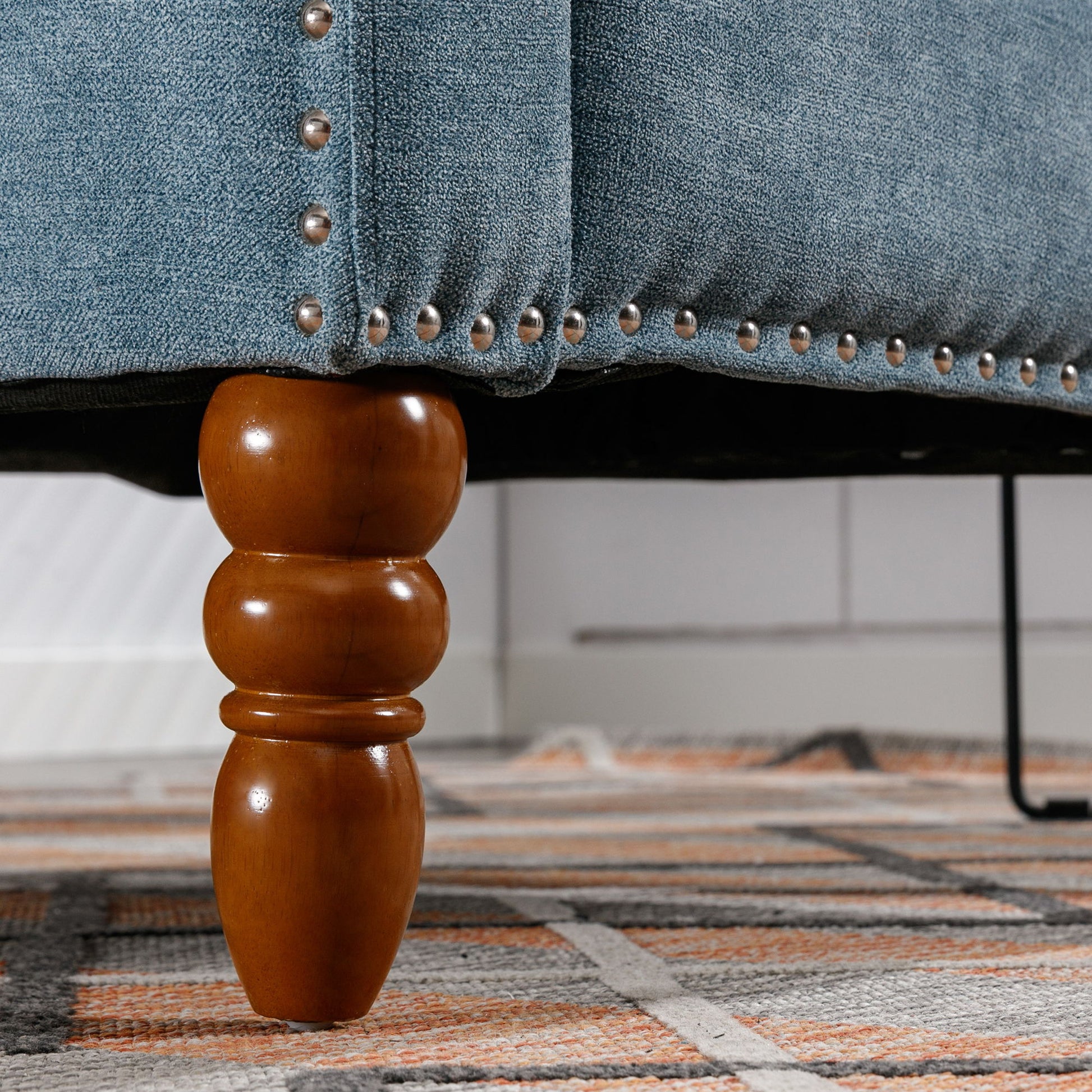 Accent Chair, Living Room Chair, Footrest Chair Set With Vintage Brass Studs, Button Tufted Upholstered Armchair For Living Room, Comfy Reading Chair For Bedroom, Reception Room - Best Buy Furniture