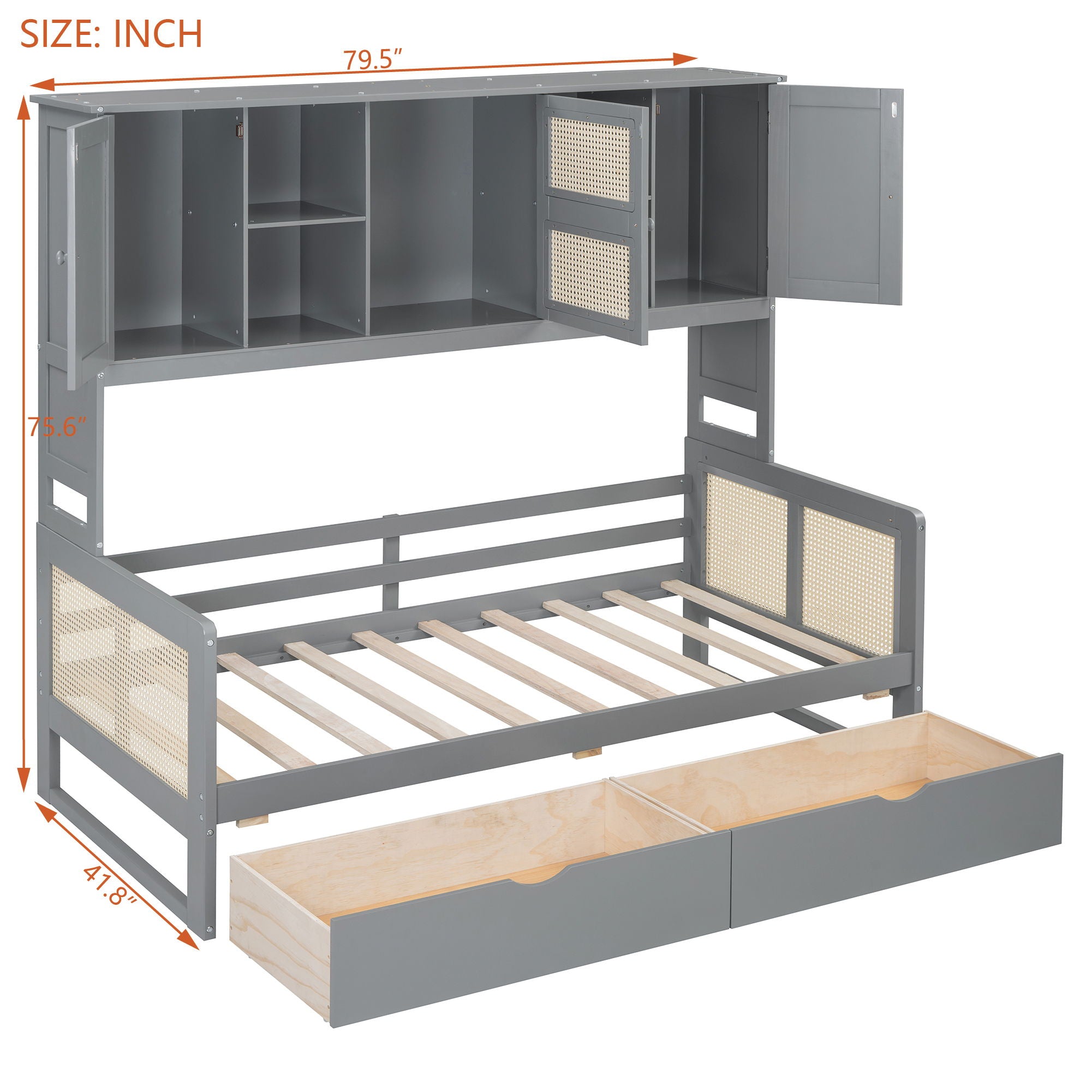 Daybed And All In One Cabinet And Shelf