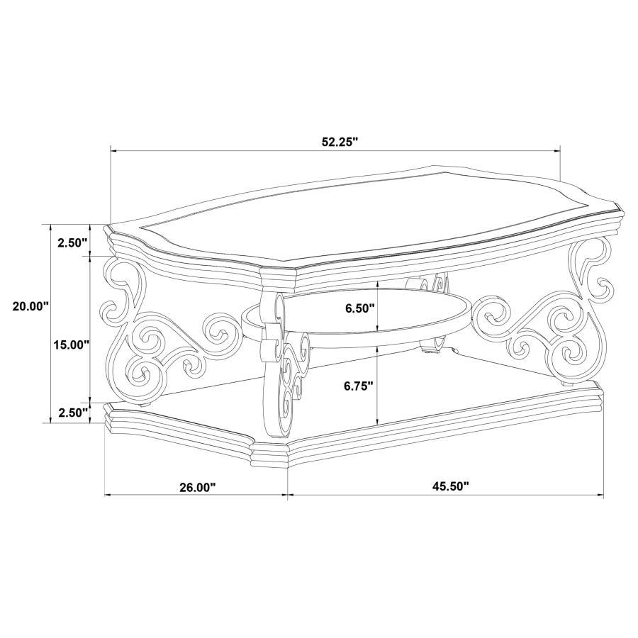 Laney - 1-Shelf Glass Top Rectangular Coffee Table - Deep Merlot
