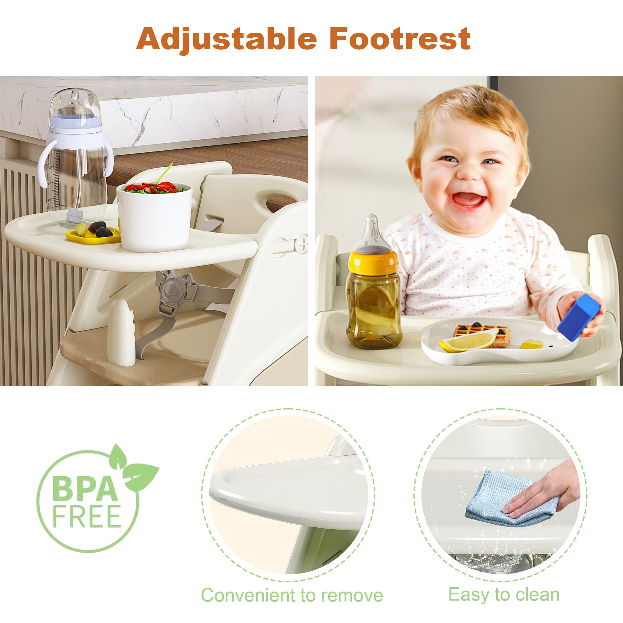 Multifunctional Growing Up Dining Chair With Adjustable Height And 5 Point Seat Belts