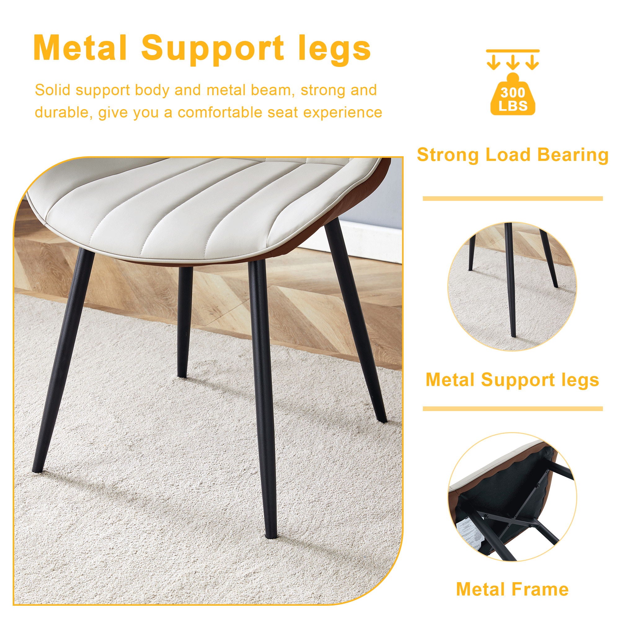 Modern Minimalist Dining Chair Set, Extended Seat Cushion