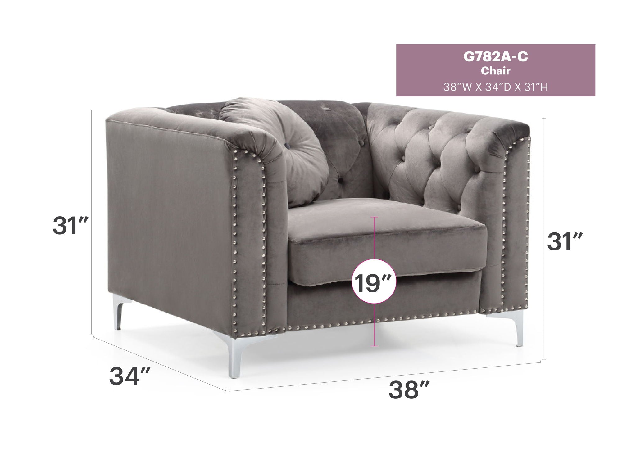 Contemporary Sloped Arm Chair