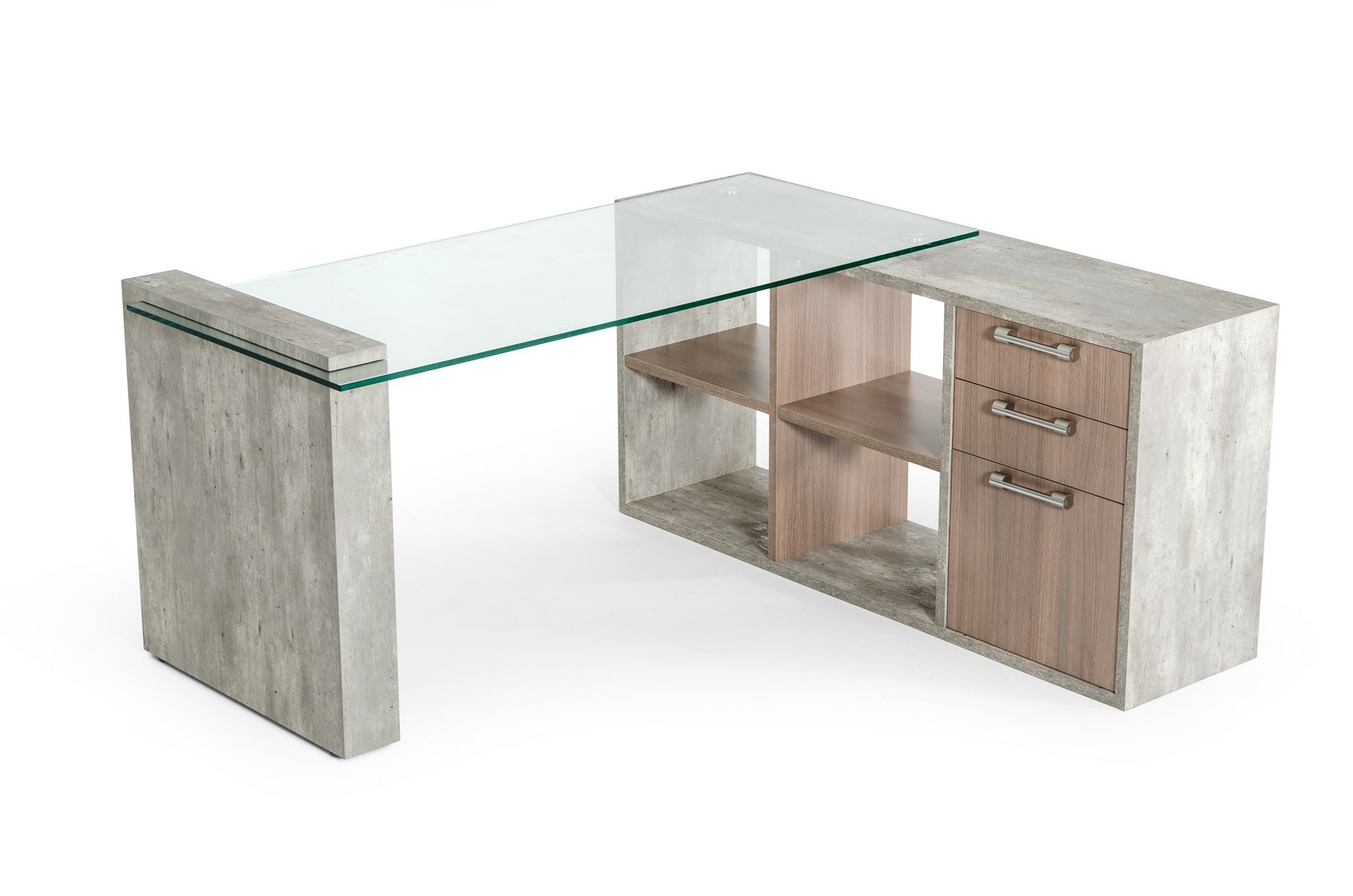 Nova Domus Boston Modern Glass & Faux Concrete Reversible Desk