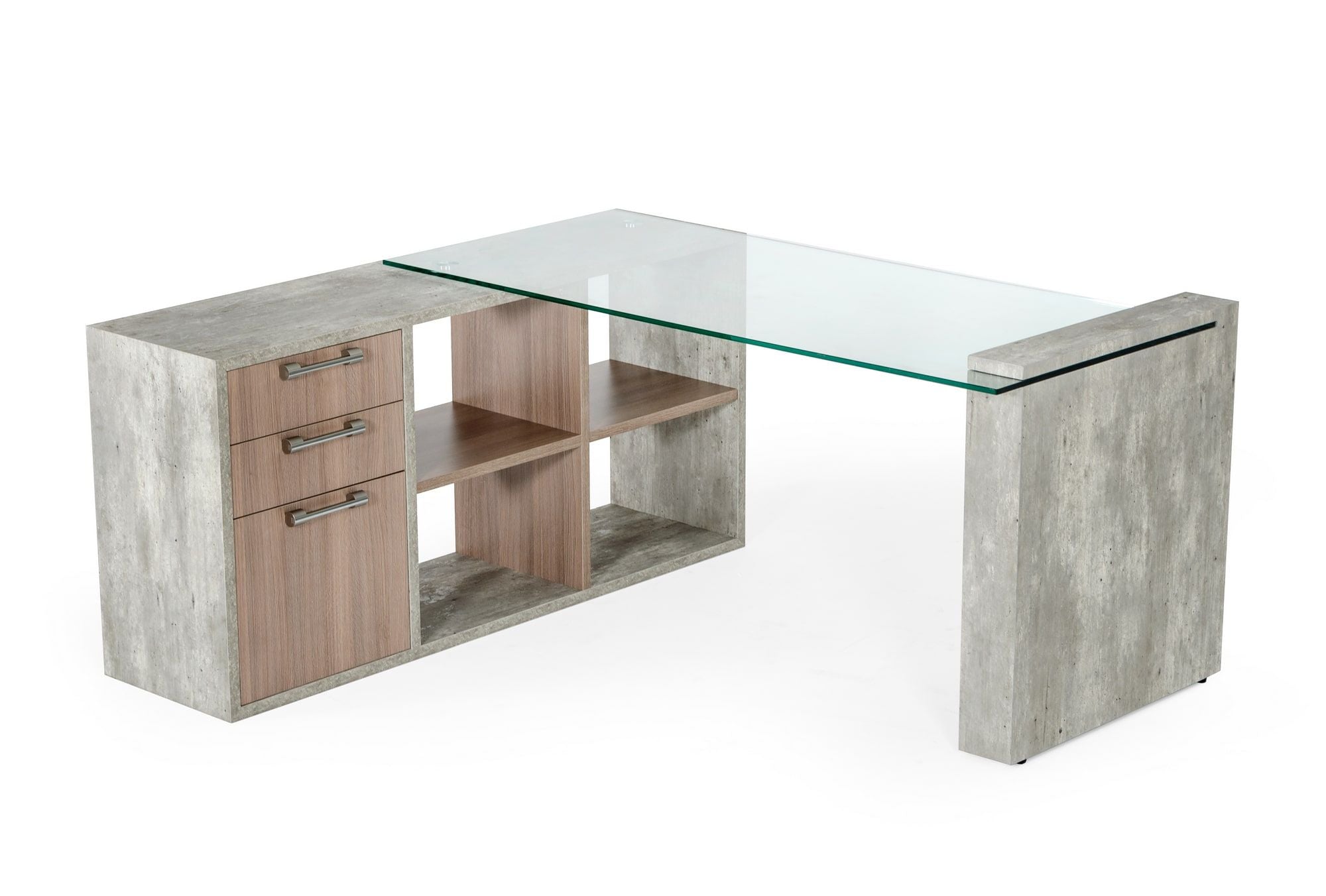 Nova Domus Boston Modern Glass & Faux Concrete Reversible Desk