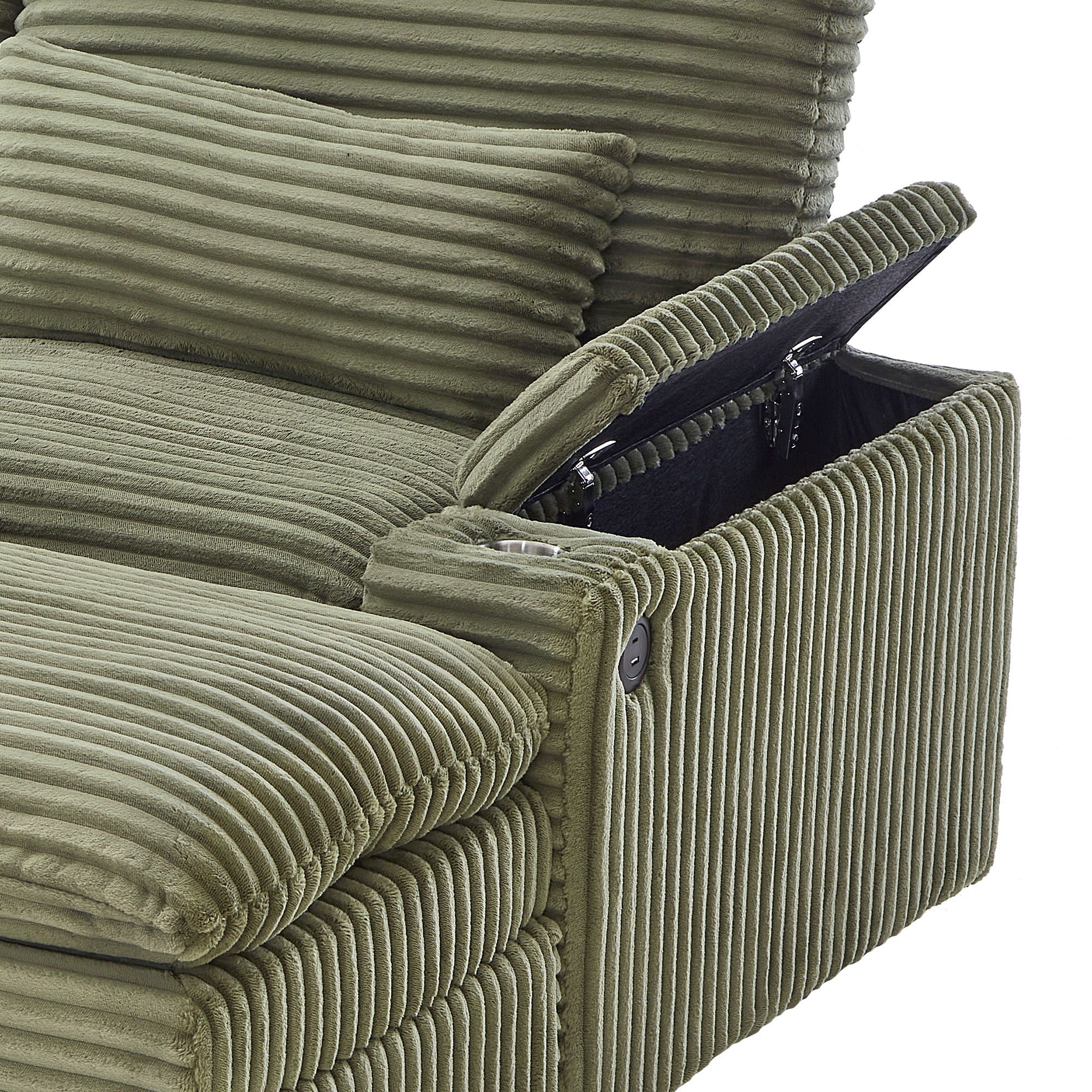 Convertible Loveseat Sofa With Storage, USB Ports, Cup Holders