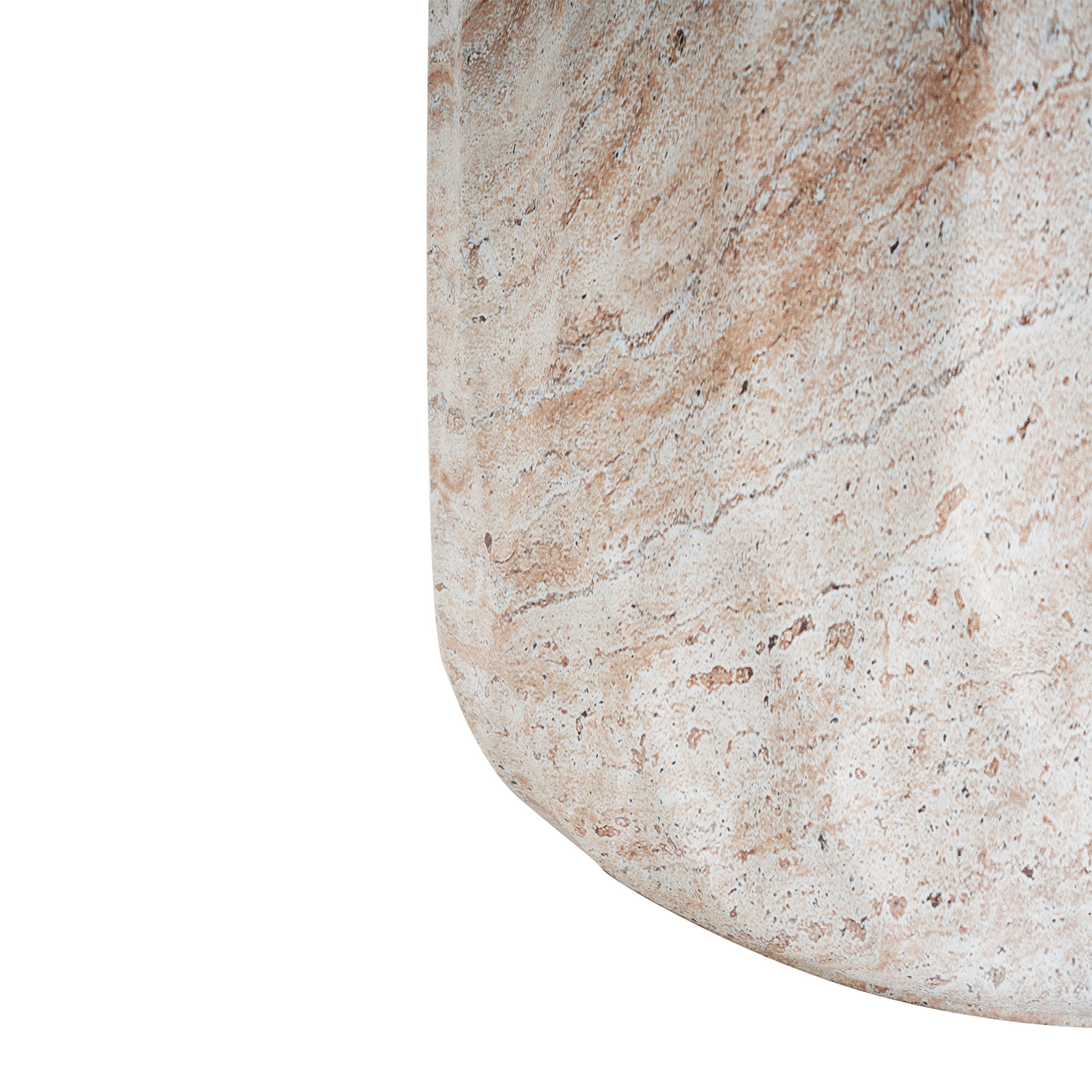 Elegant Indoor/Outdoor Lightweight Concrete Cylinder Side Table with Travertine Finish