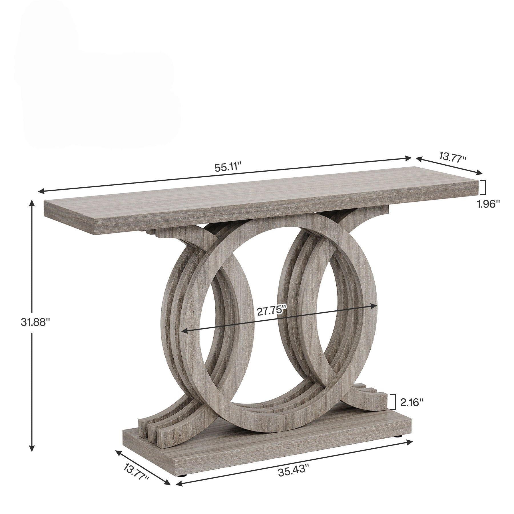 Console Table With Geometric Base For Living Hallway - Gray