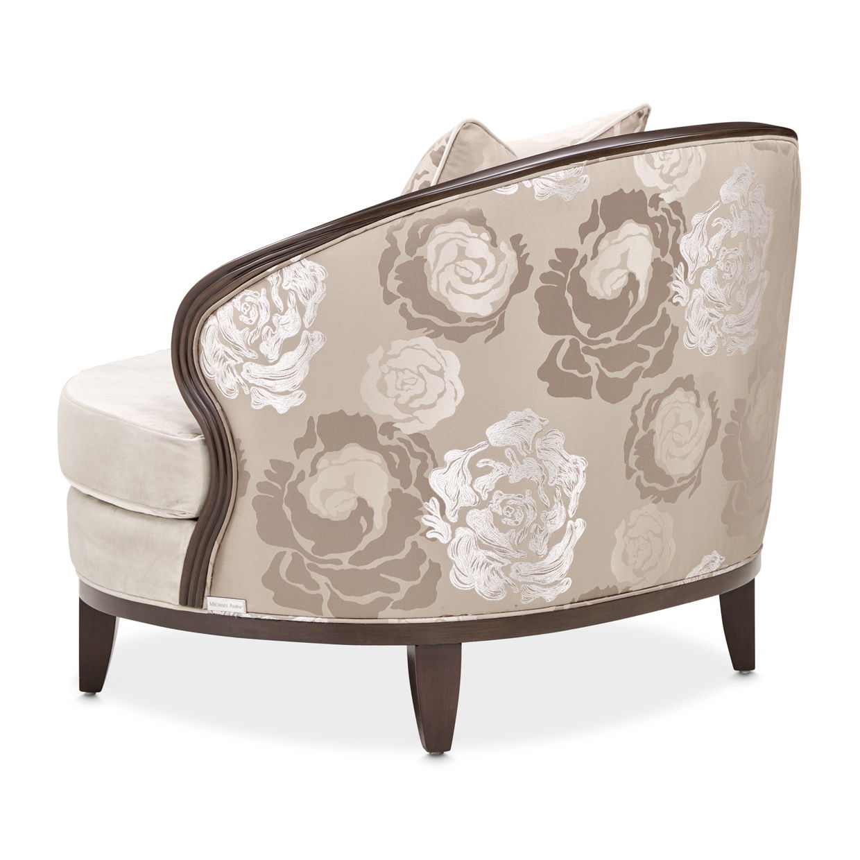 Camellia Field - Velvet Matching Chair - Beige / Dark Brown