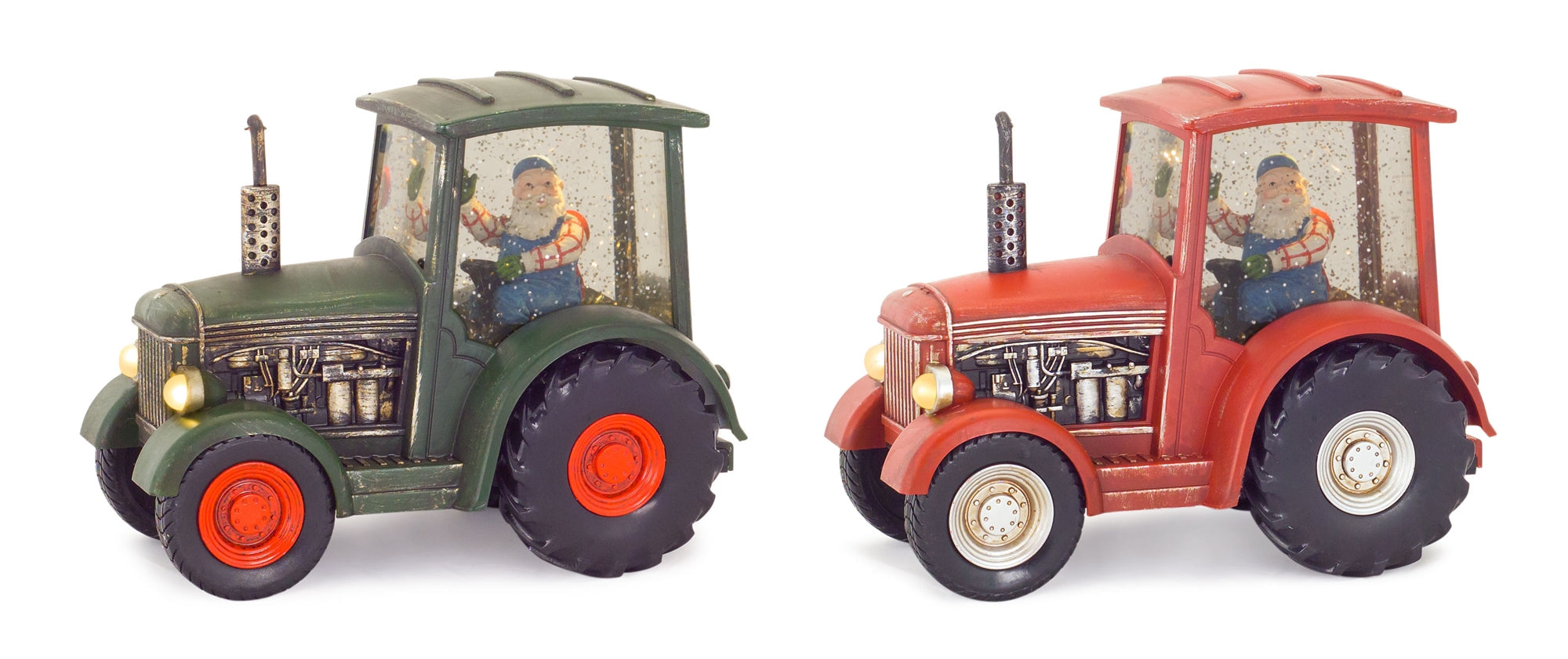 LED-Snow-Globe-Tractor-with-Farmer-Santa-(Set-of-2)-Christmas-Decor