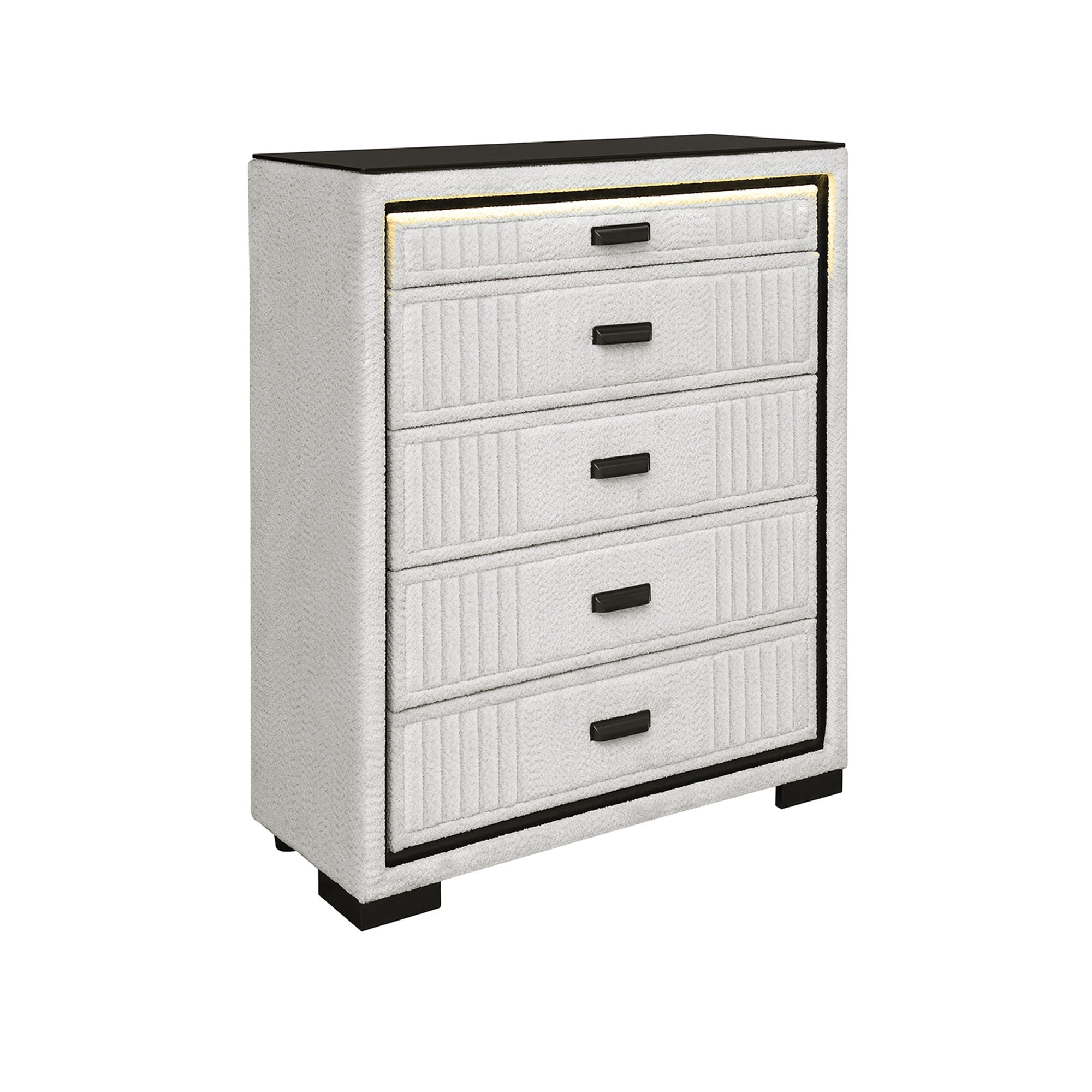 Isaiah - 5 Piece Bedroom Set With TV Lift-LED, Speakers And Fireplace