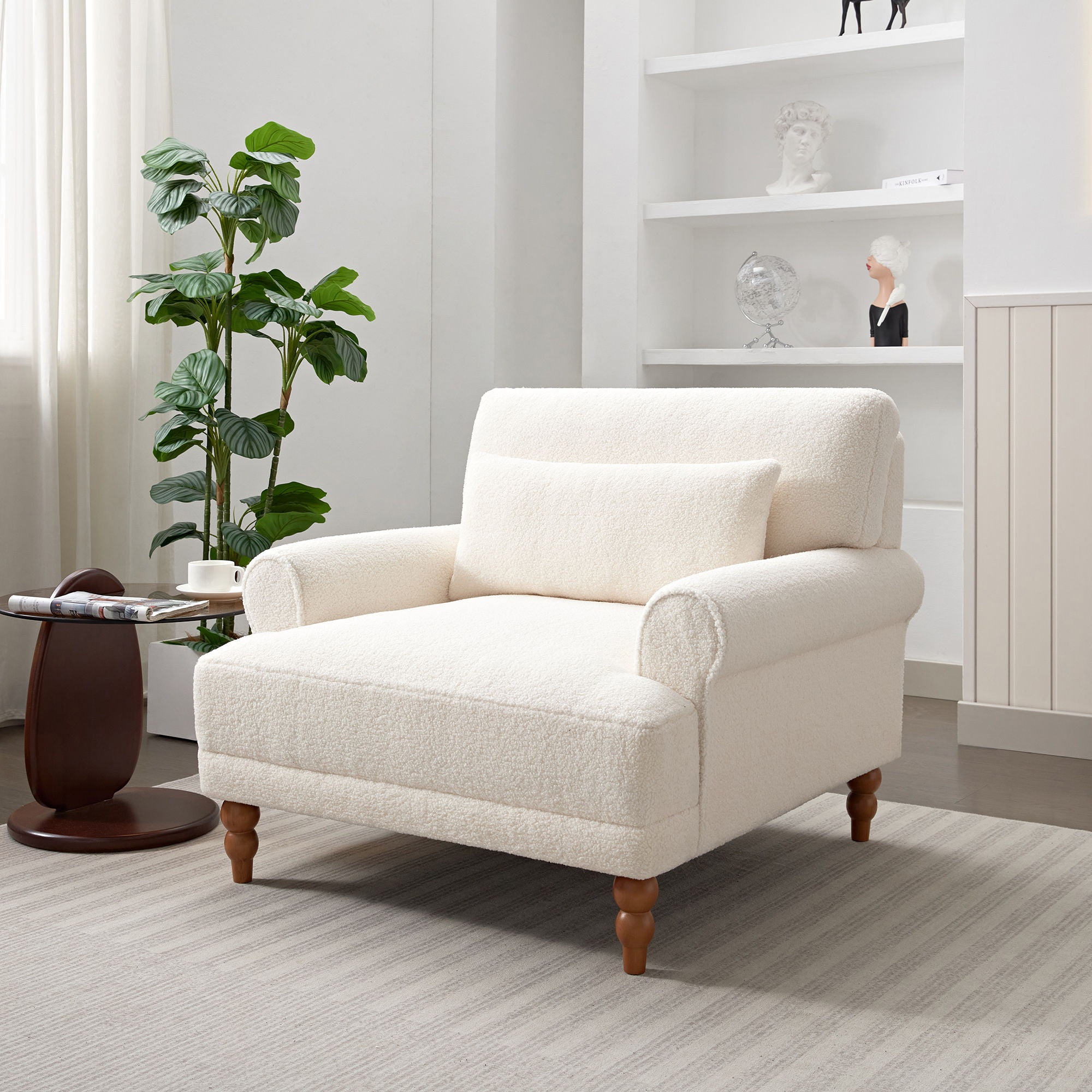 Elegant Circular Armrests, Ergonomic Lumbar Support, Vintage Roman Column Legs, Luxurious Large Size, Enhances Living Room Aesthetics, For Living Room, Bedroom And Study