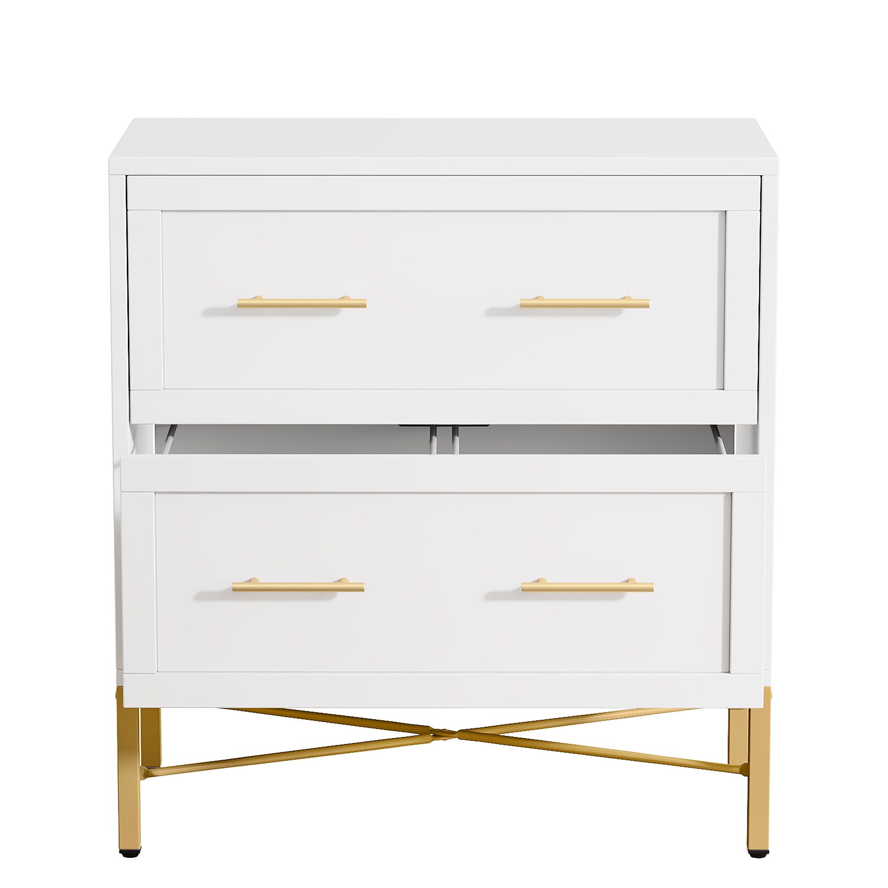 2 Drawer Lateral File Cabinet With Anti Tilt Safety, Filing Storage For Letter / Legal / A4 Files - White