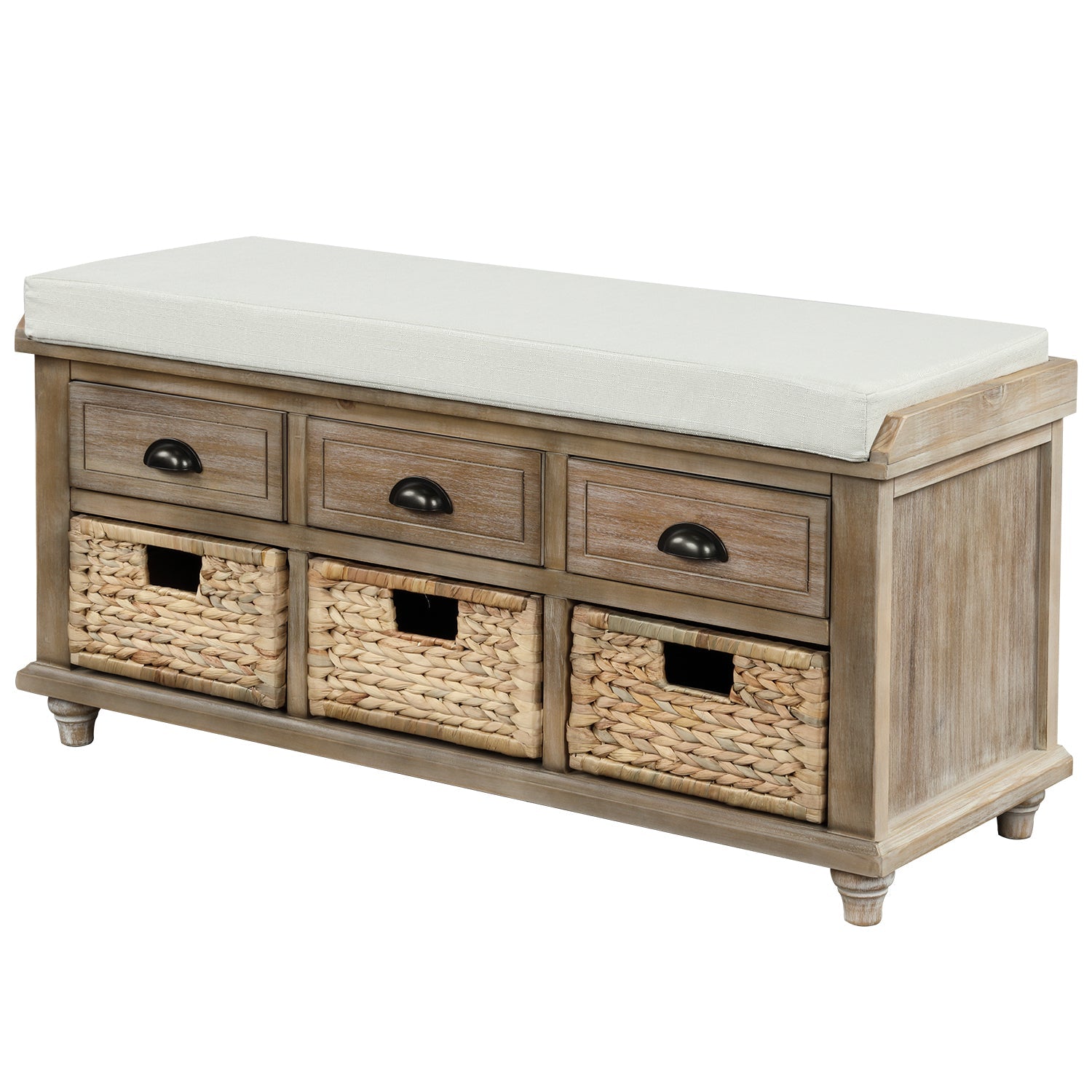 Rustic Storage Bench with 3 Drawers - Best Buy Furniture