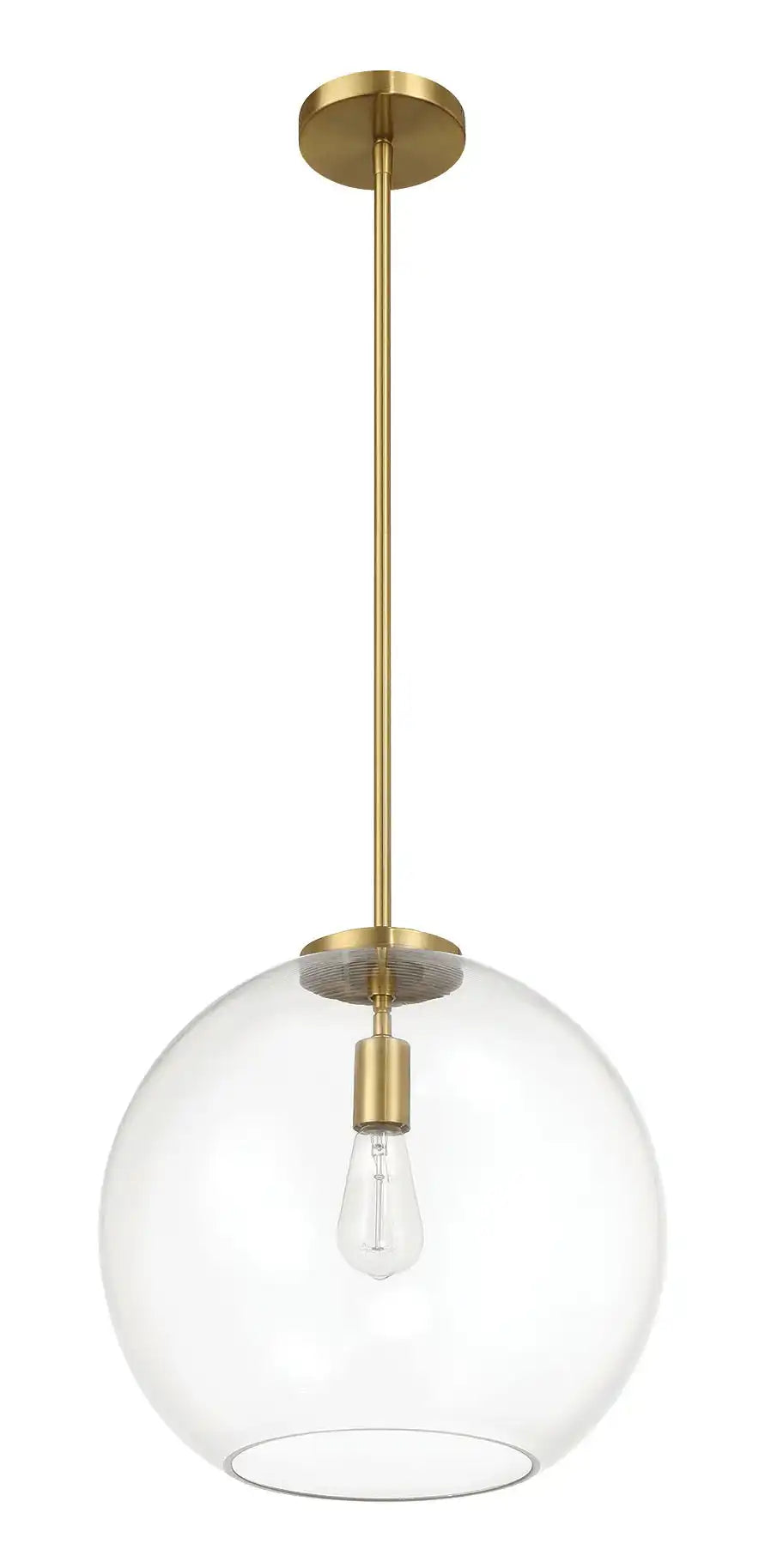 Gleam - Single Light Pendant Lamp With Clear Globe Satin - Antique Brass / Clear / Gold