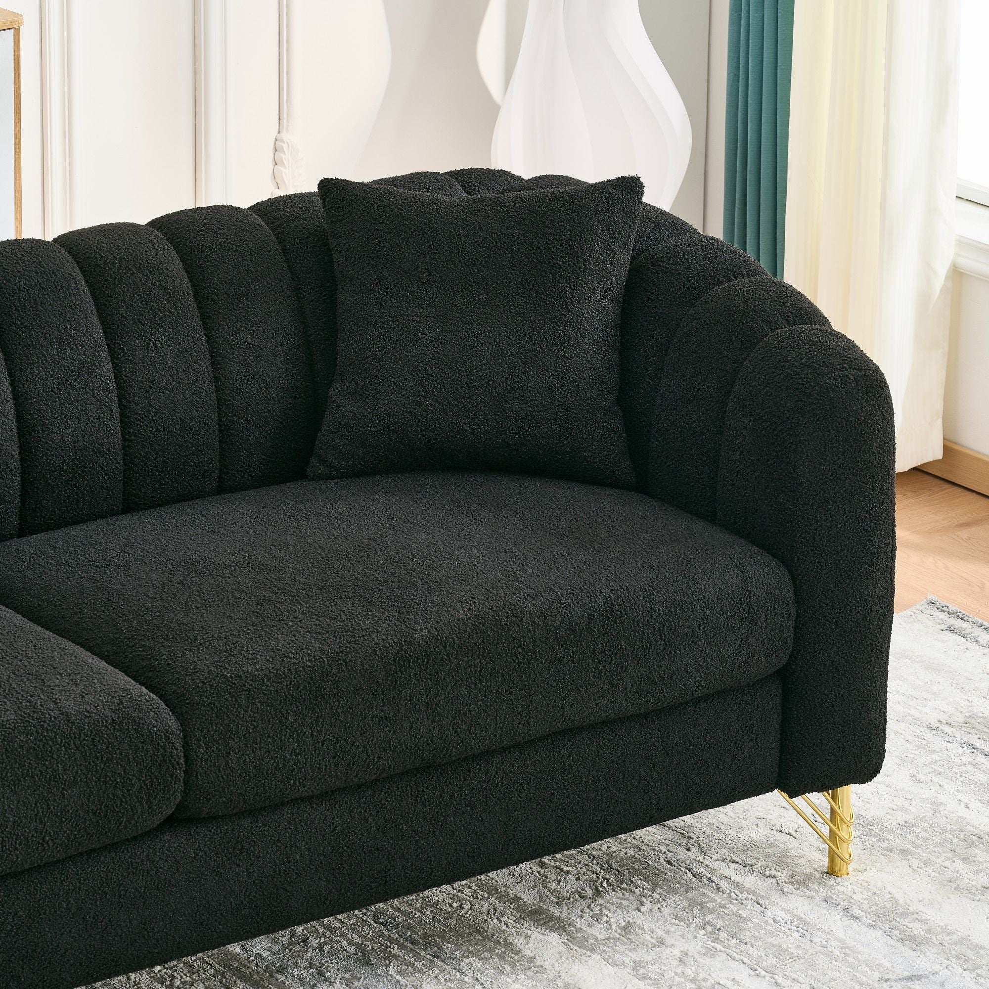 Oversized Sofa, 3 And 3 Seater, Tufted Couch For Living Room - Black