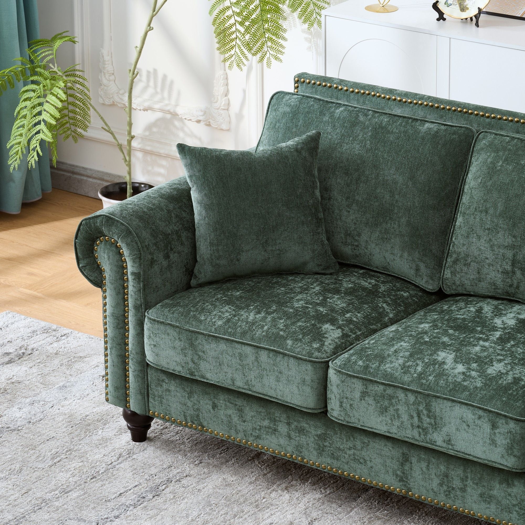 Modern 3 And 2 Seater Sofa With Rolled Arms, Tufted Upholstered Couch