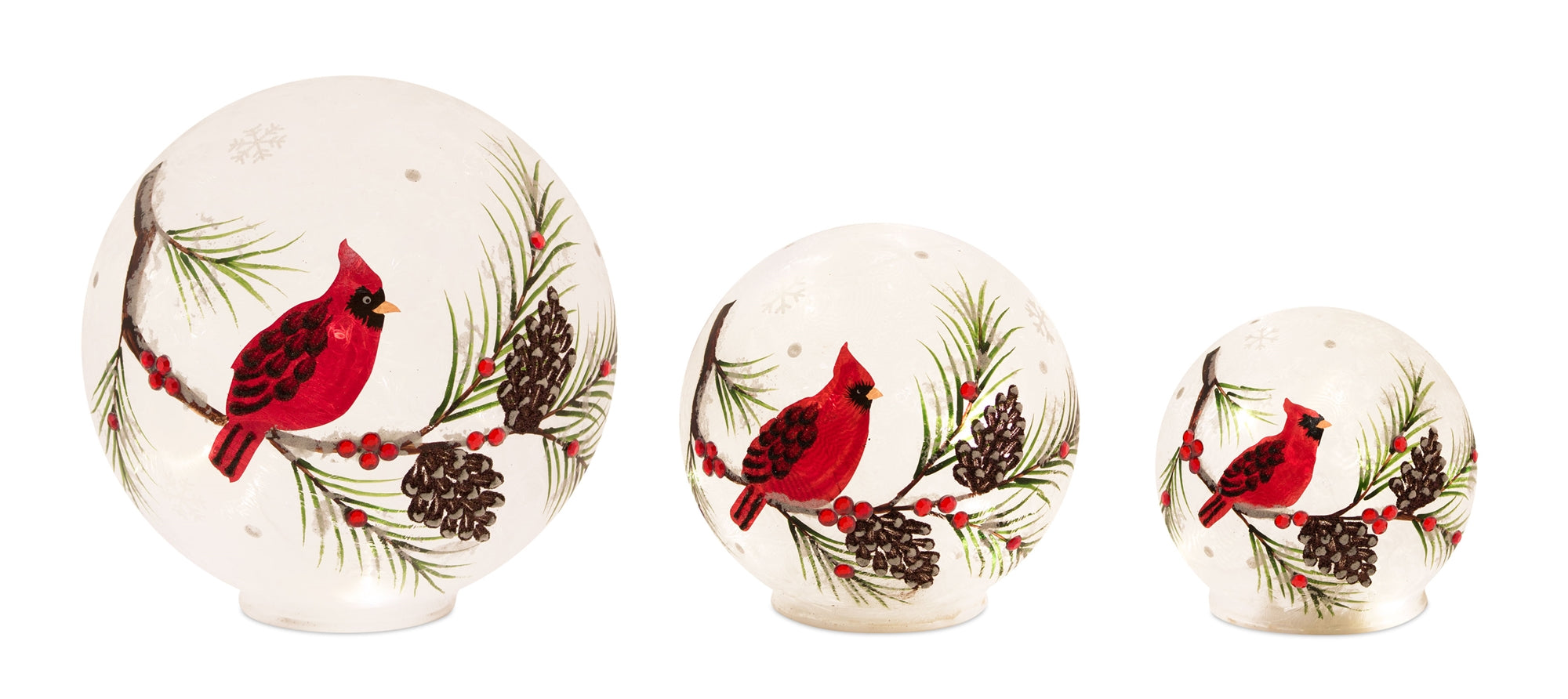 LED-Frosted-Glass-Cardinal-and-Pine-Orb-(Set-of-3)-Christmas-Decor