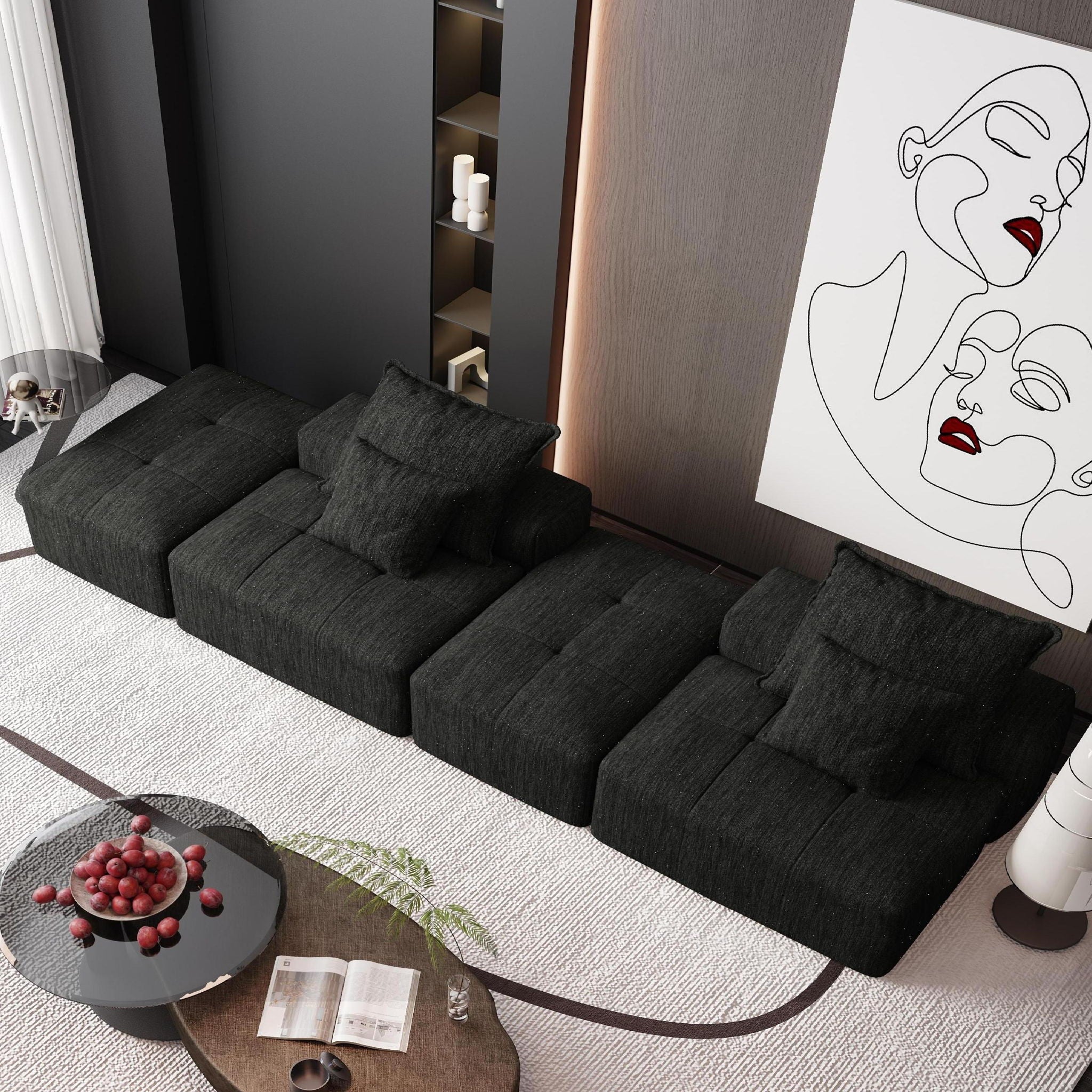 Modern Oversized Diy Combination Modular Sectional Sofa With Pillows