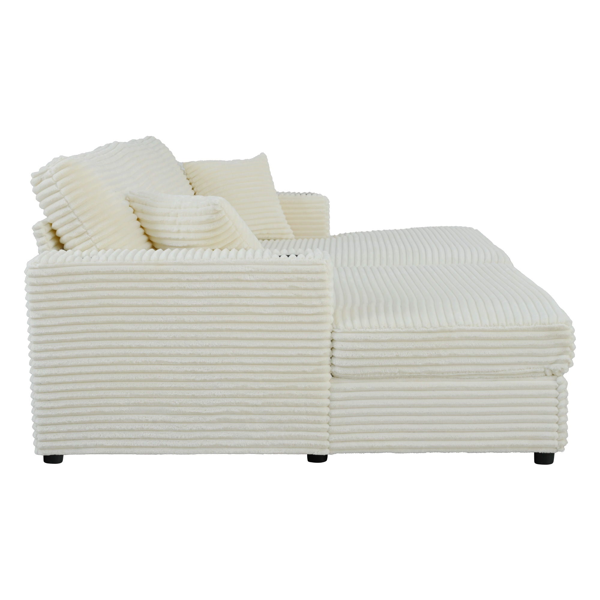 Oversized Loveseat Chaise With 2 USB Ports, 2 Cup Holders And 2 Throw Pillows