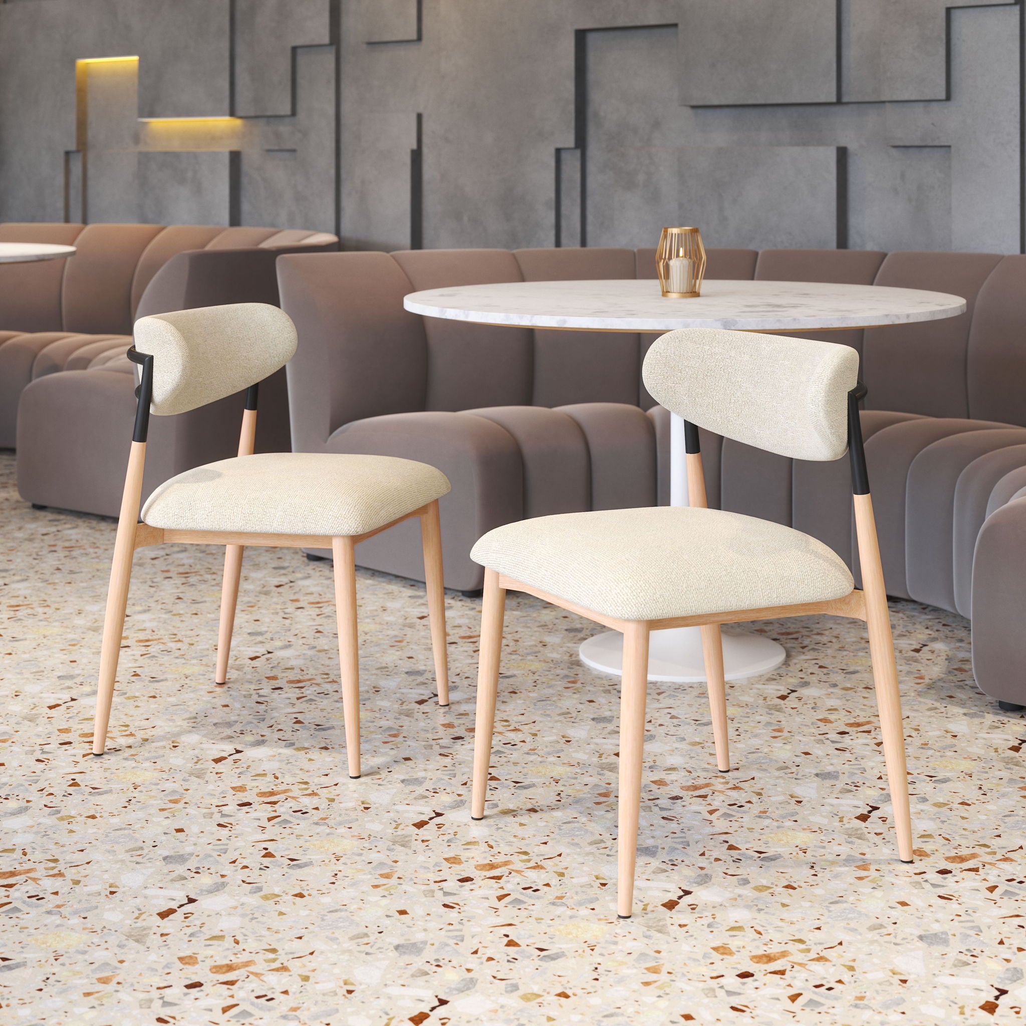 Equinox - Armless Dining Chair (Set of 2) - Oyster Gray & Natural