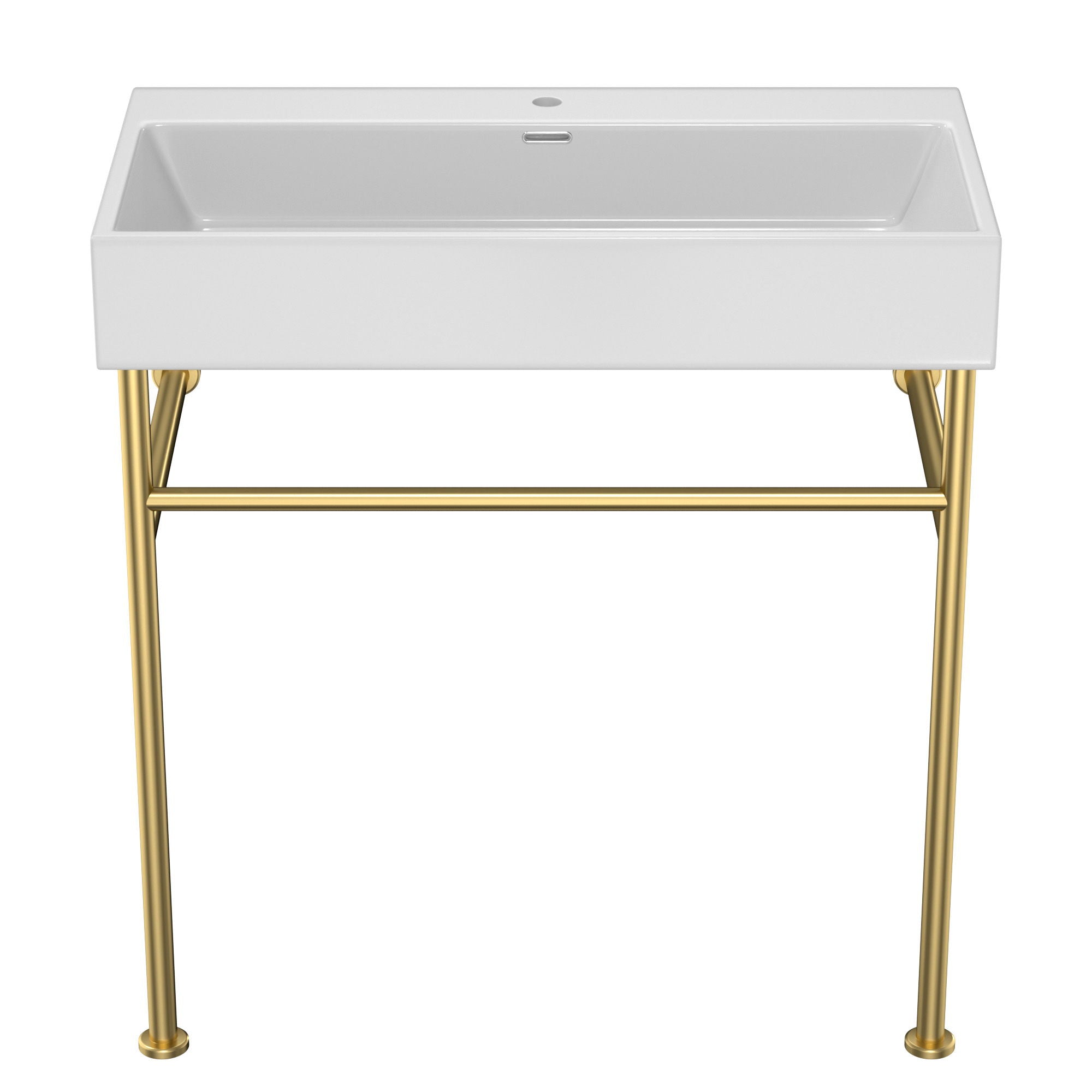 Ceramic Console Bathroom Sink With Overflow