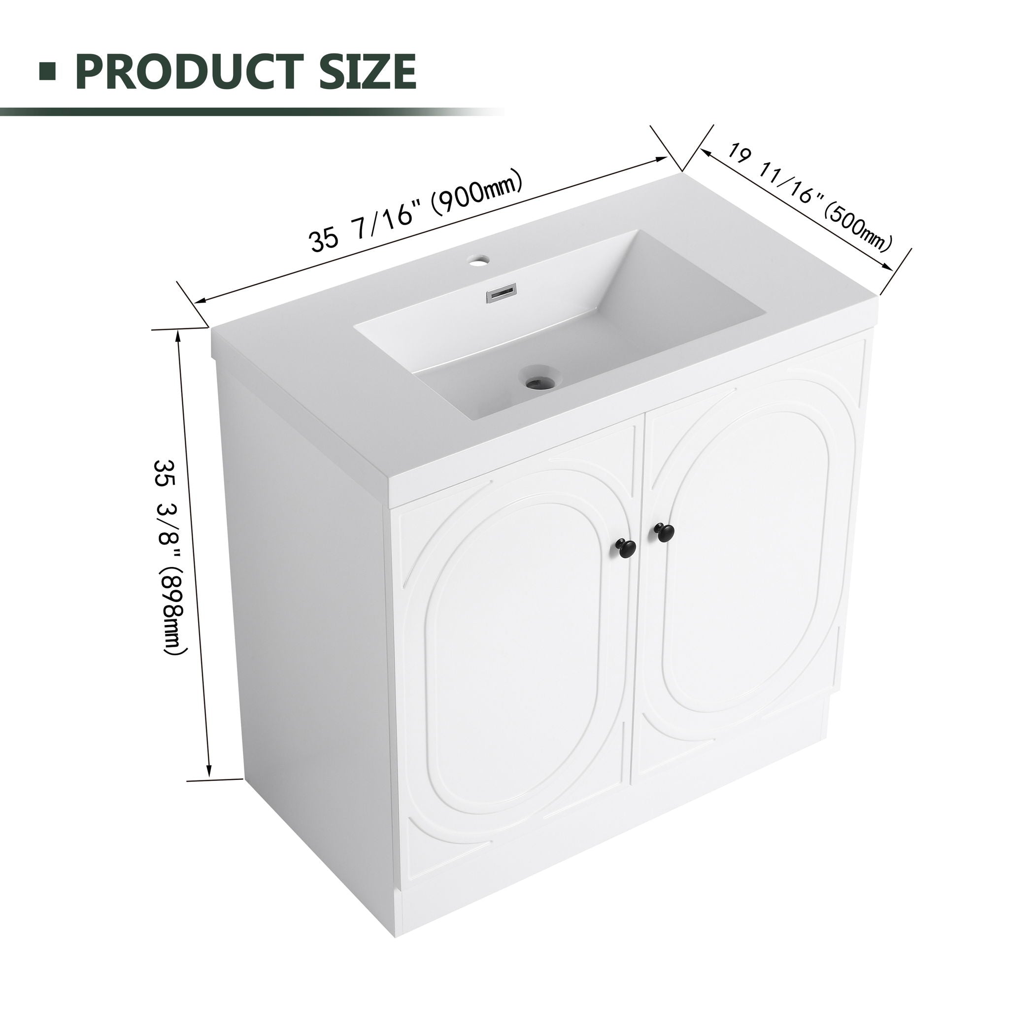 Contemporary Freestanding Bathroom Vanity With Resin Sink & Soft-Close Cabinet Doors