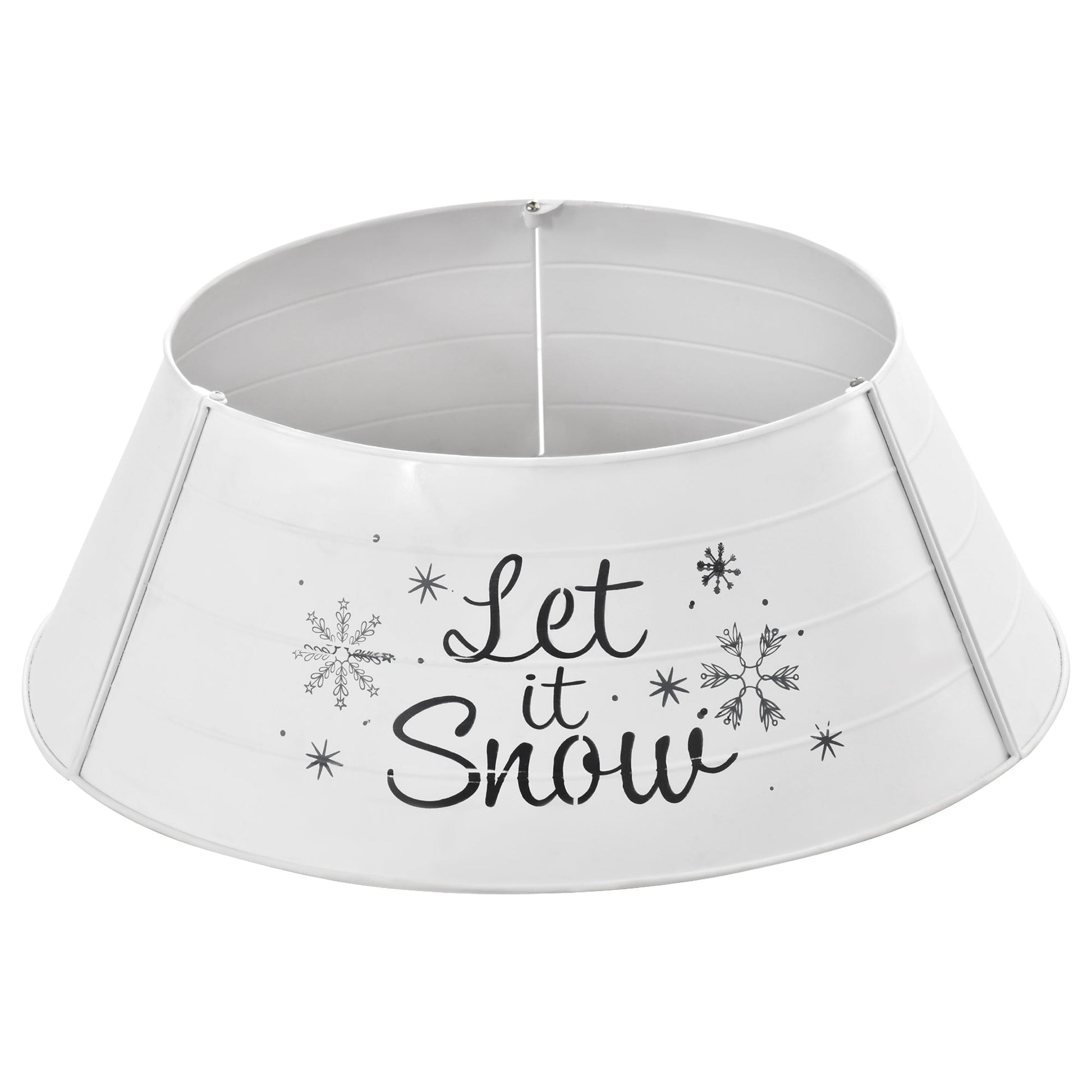 Christmas-Tree-Collar,-Steel-Tree-Ring-Skirt,-Home-Xmas-Decoration-for-Christmas-Tree,-26'-x-26'-x-9',-White-