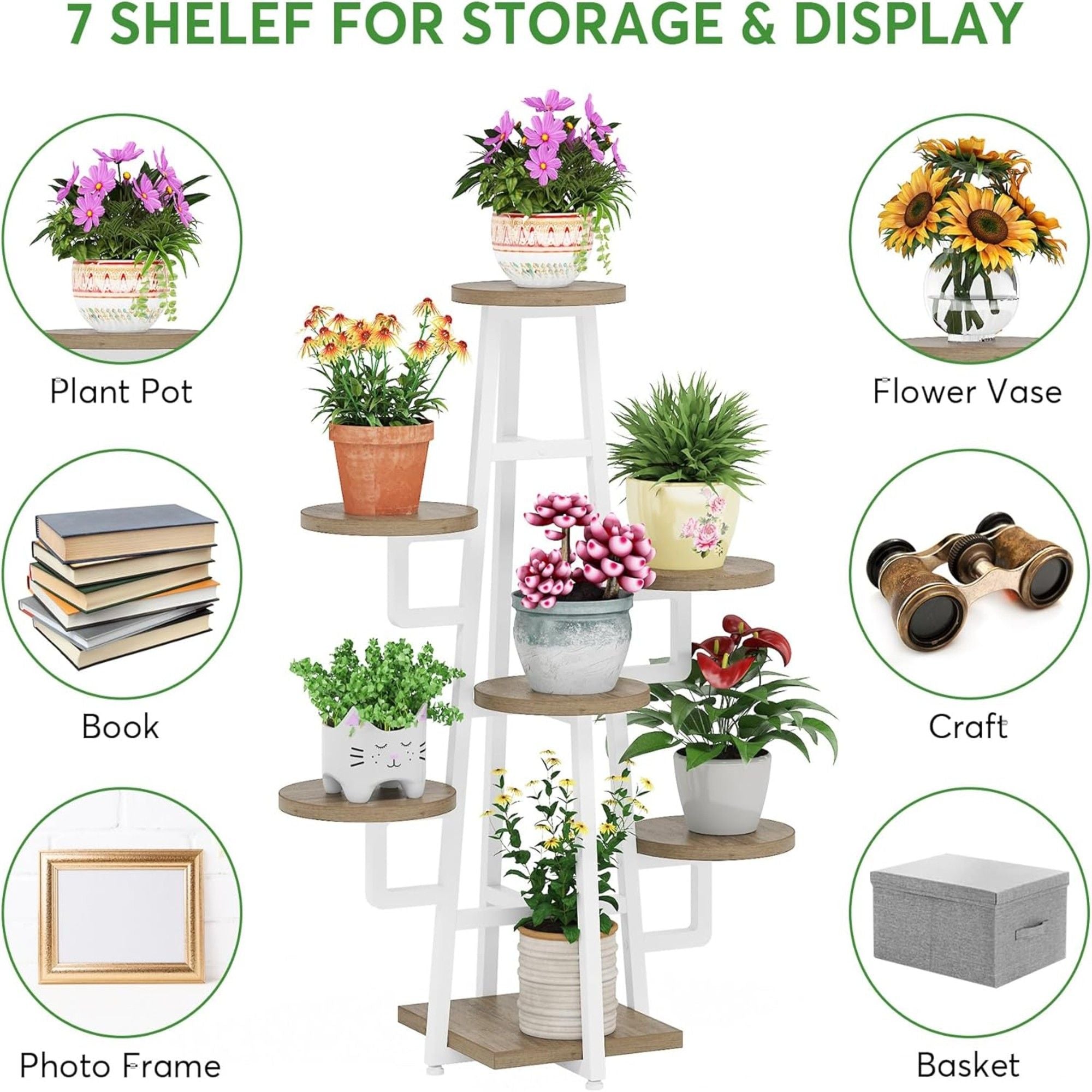 7 Tier Corner Plant Shelf With High Low Design For Living Room