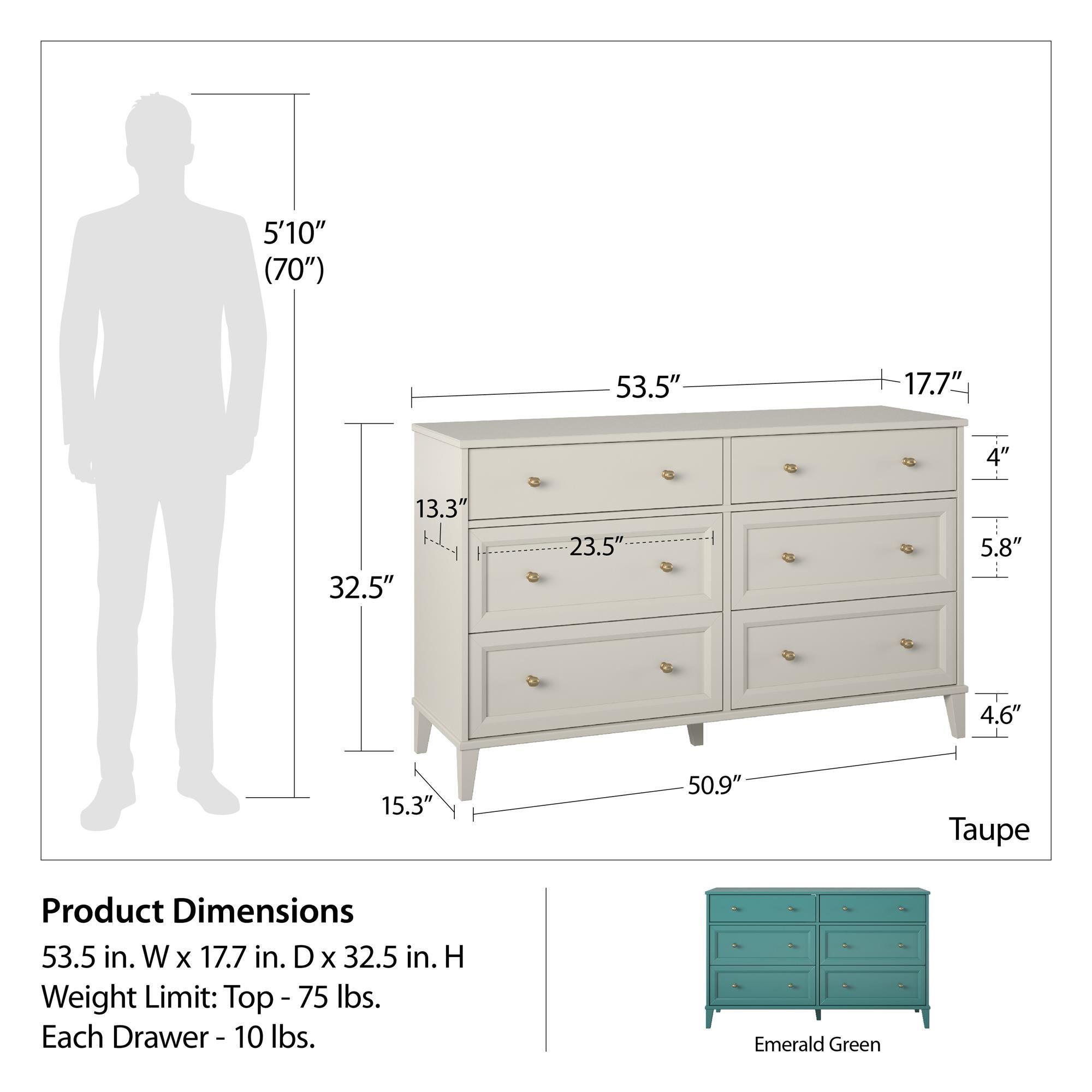 Monticello - 6 Drawer Dresser - Green
