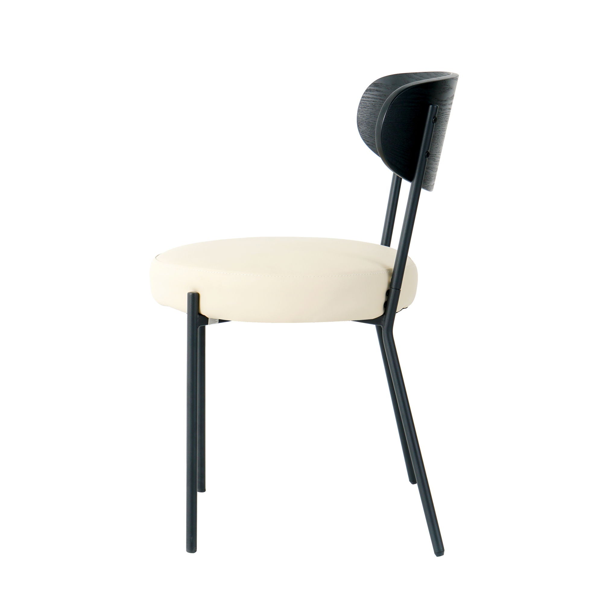 Modern Bentwood Dining Chair, Metal Legs, Ash Veneer Back, (Set of 2) - Cream