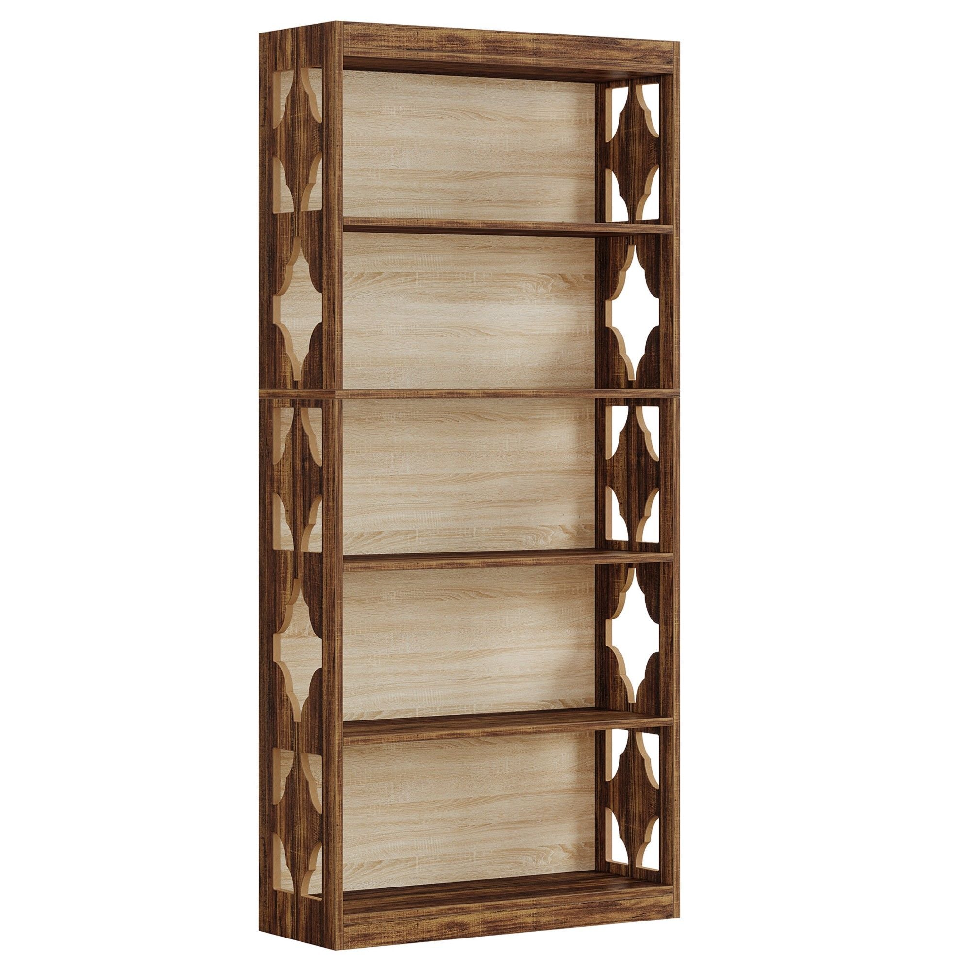 Rhombus Open Bookcase, 6 Tier Storage Shelves For Apartment - Brown