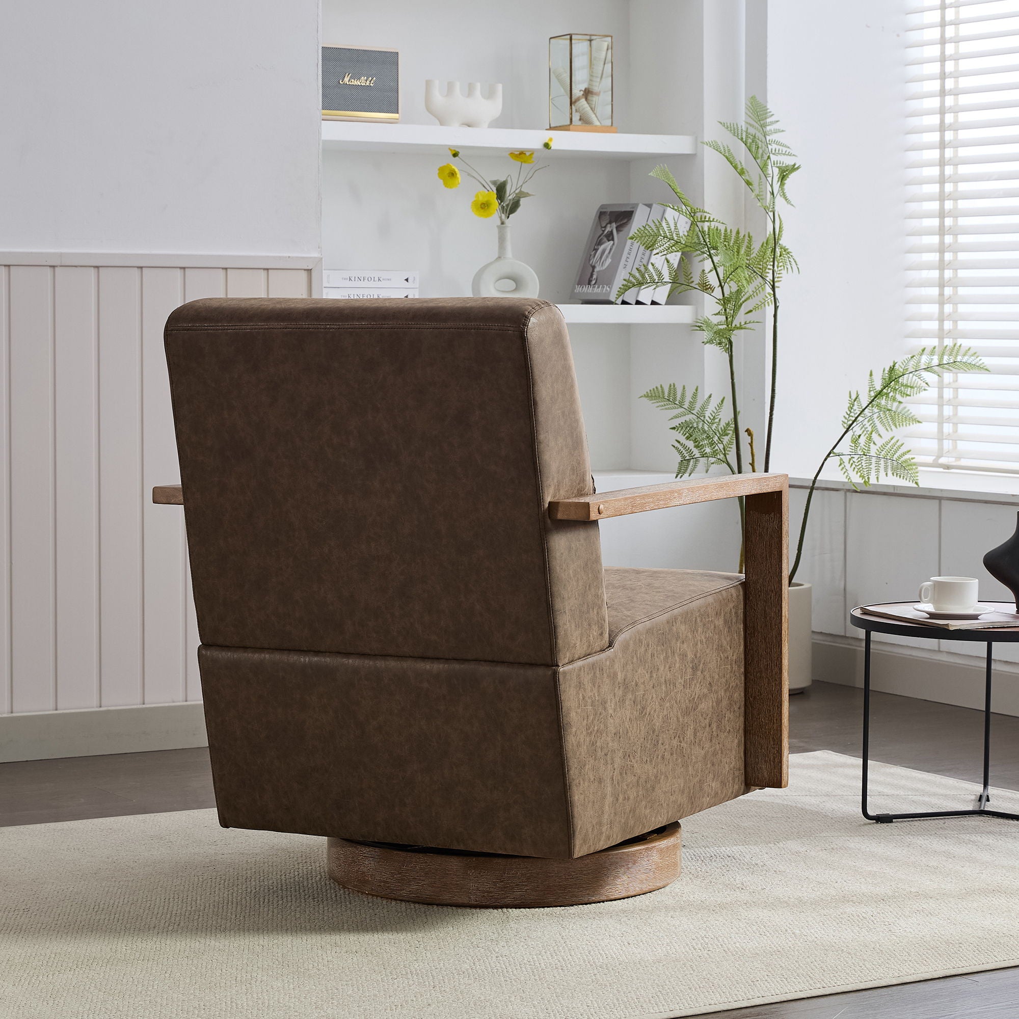 Swivel Modern Upholstered Accent Chair With Armrests